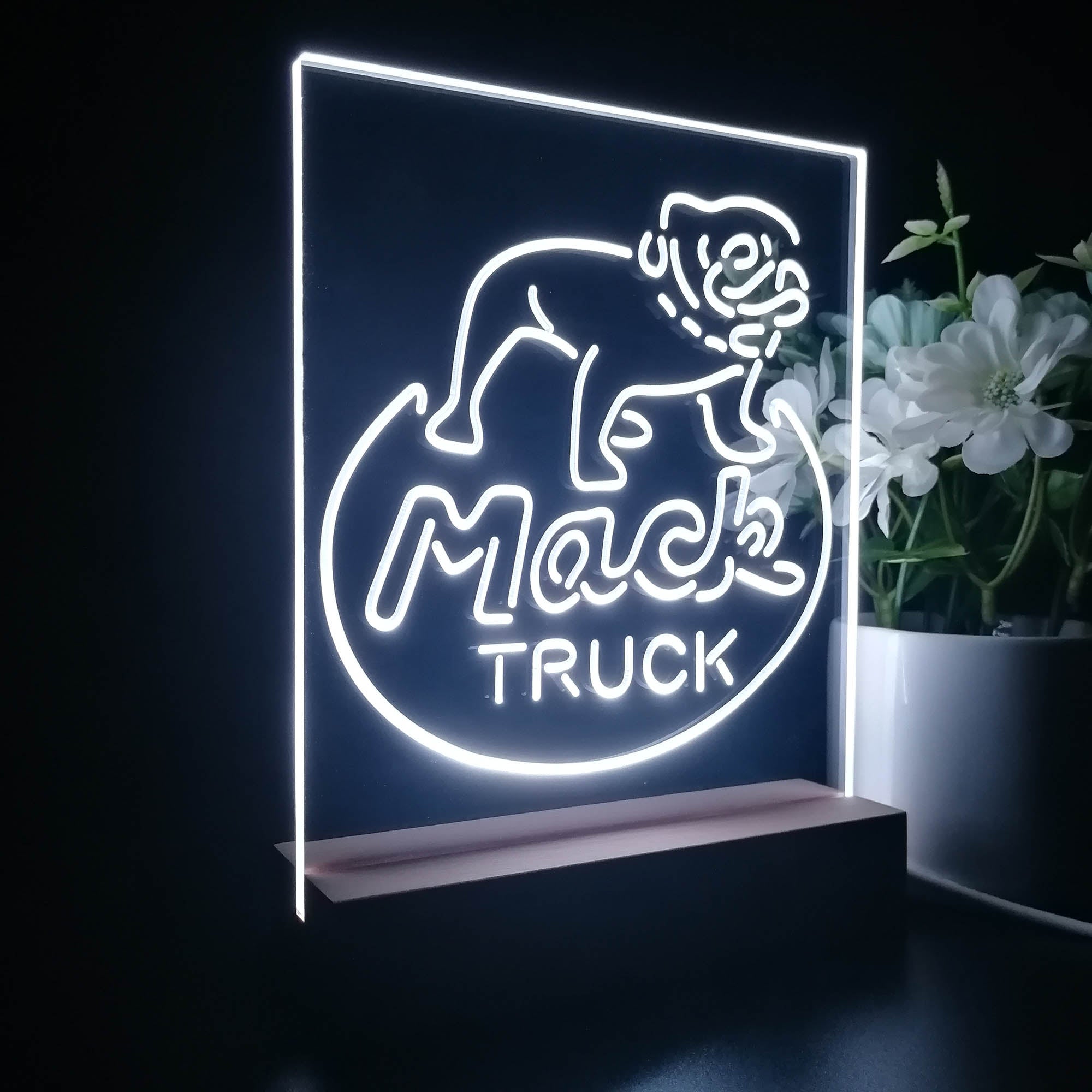 Mack Truck Garage 3D Illusion Night Light Desk Lamp
