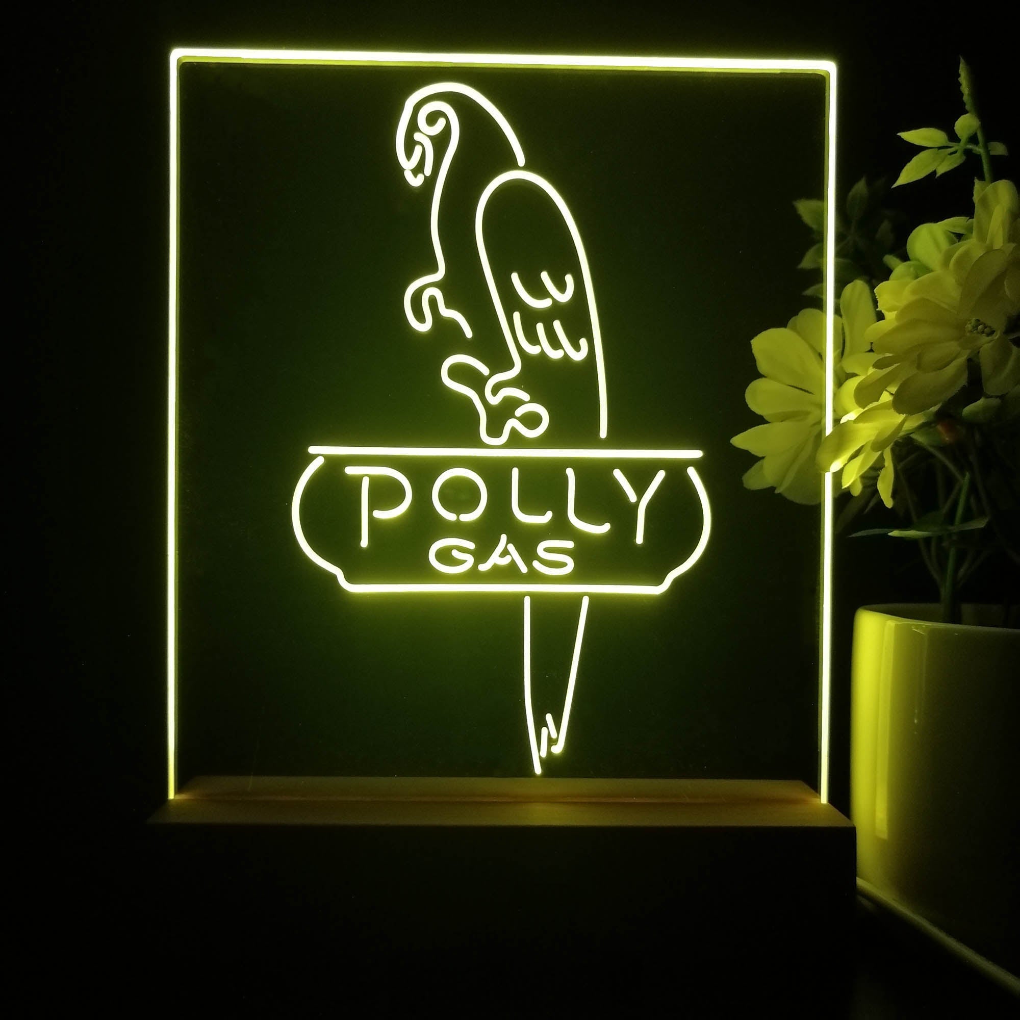 Polly Gas Parrot 3D Illusion Night Light Desk Lamp
