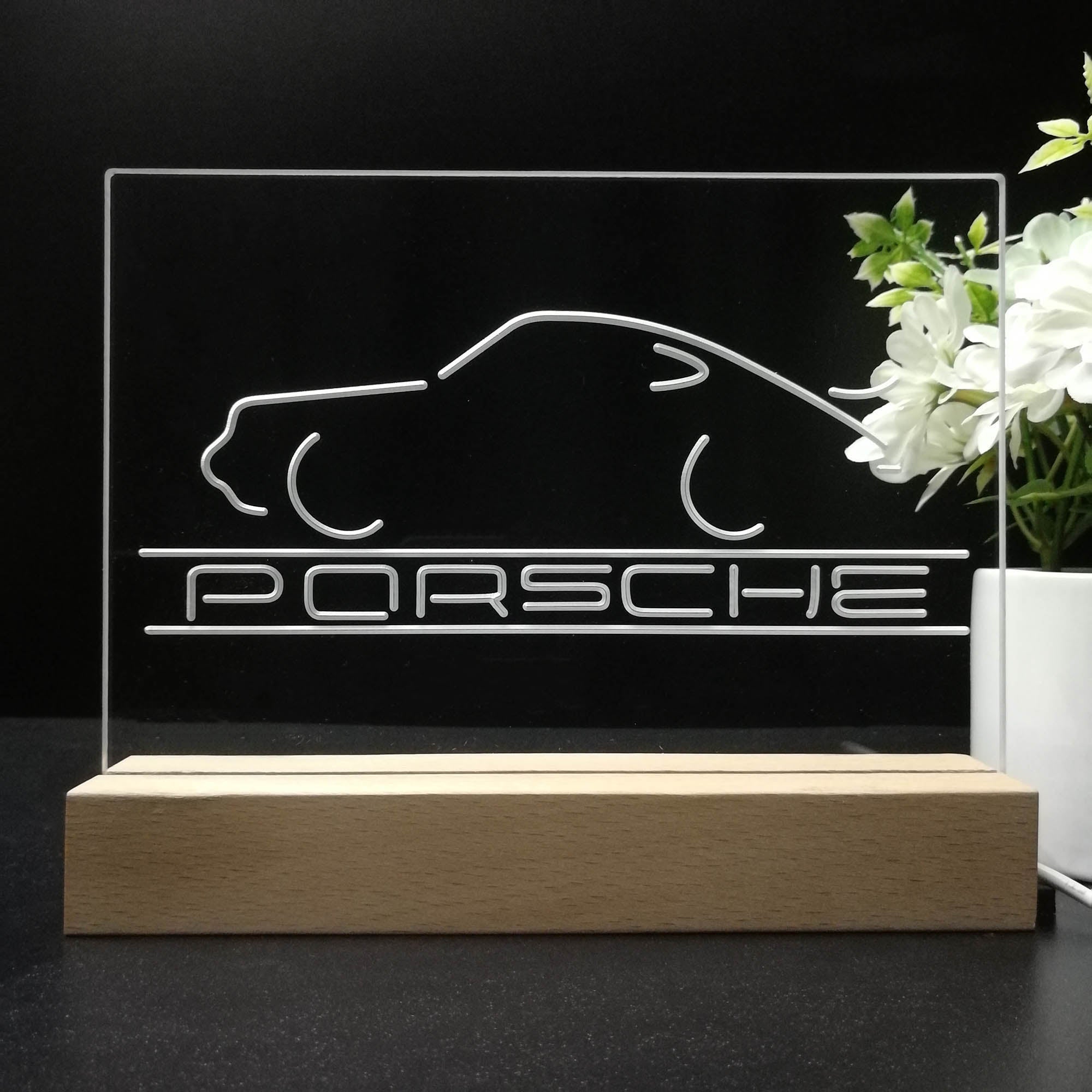 Porsche Garage Gift 3D Illusion Night Light Desk Lamp