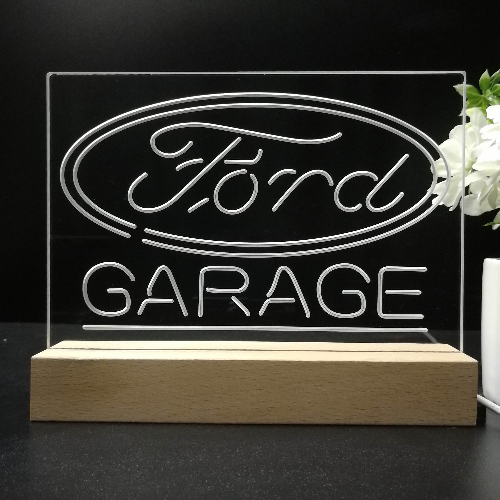 Ford Garage 3D Illusion Night Light Desk Lamp