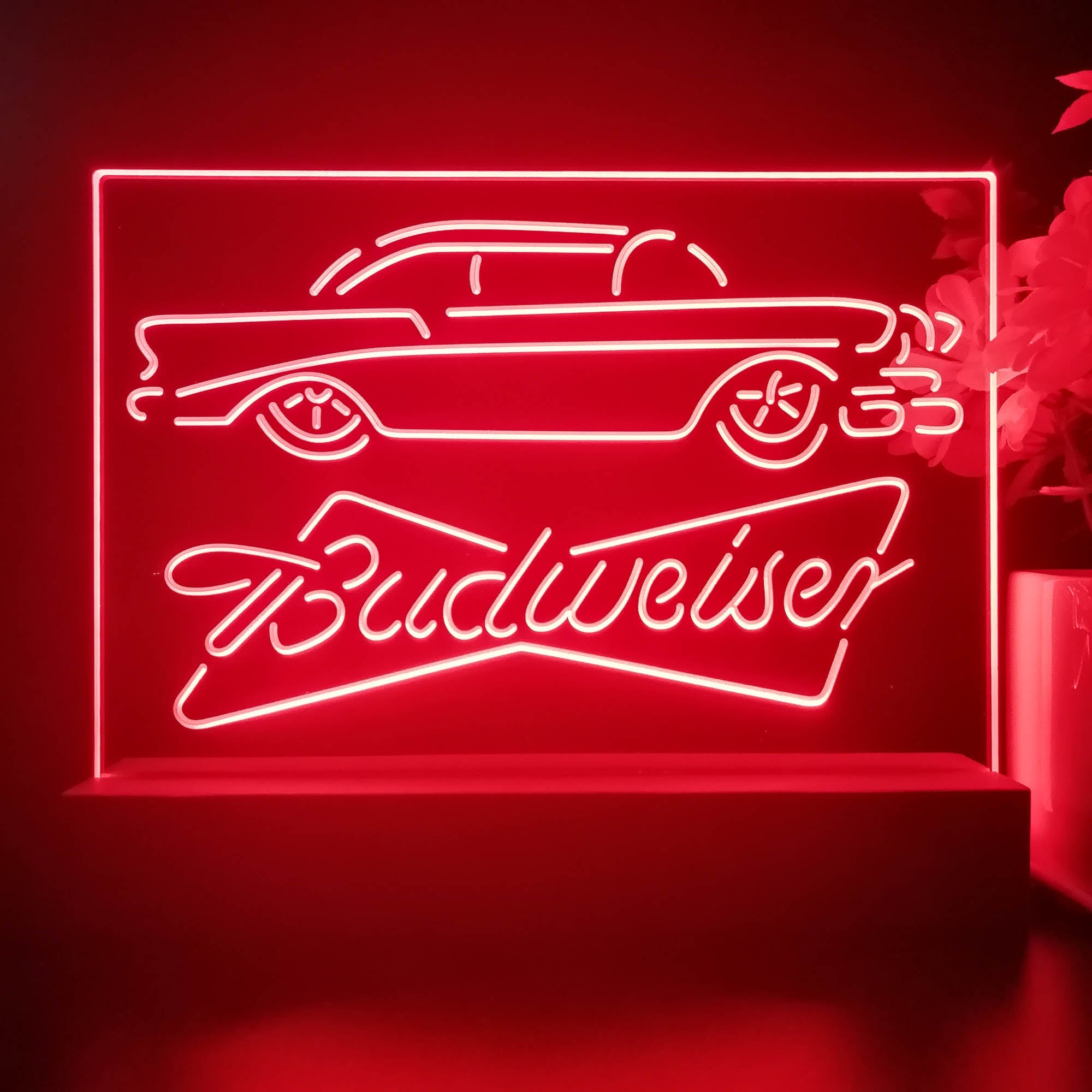 Vintage Car Auto Budweiser 3D Illusion Night Light Desk Lamp