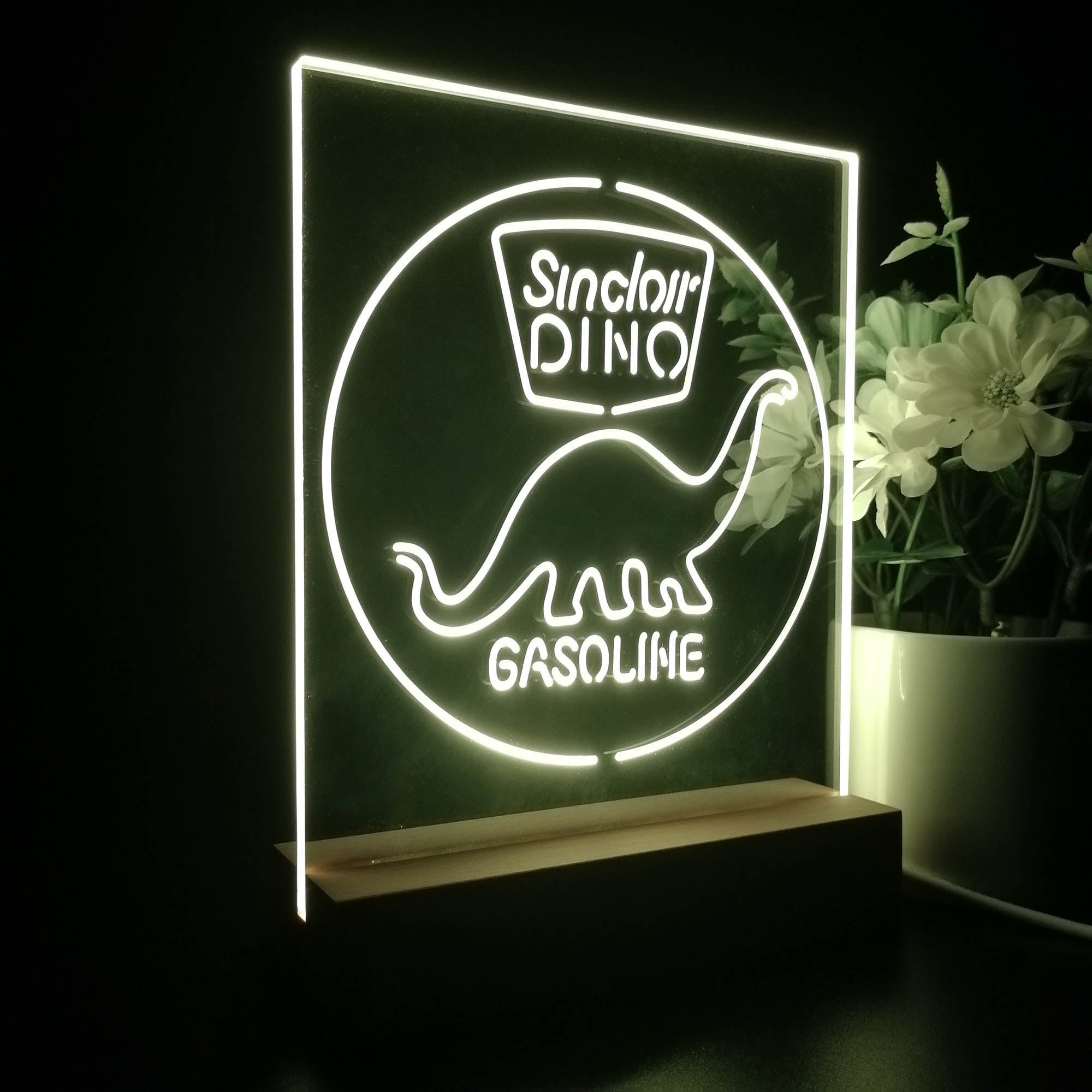 Sinclair Dinosaur Dino 3D Illusion Night Light Desk Lamp