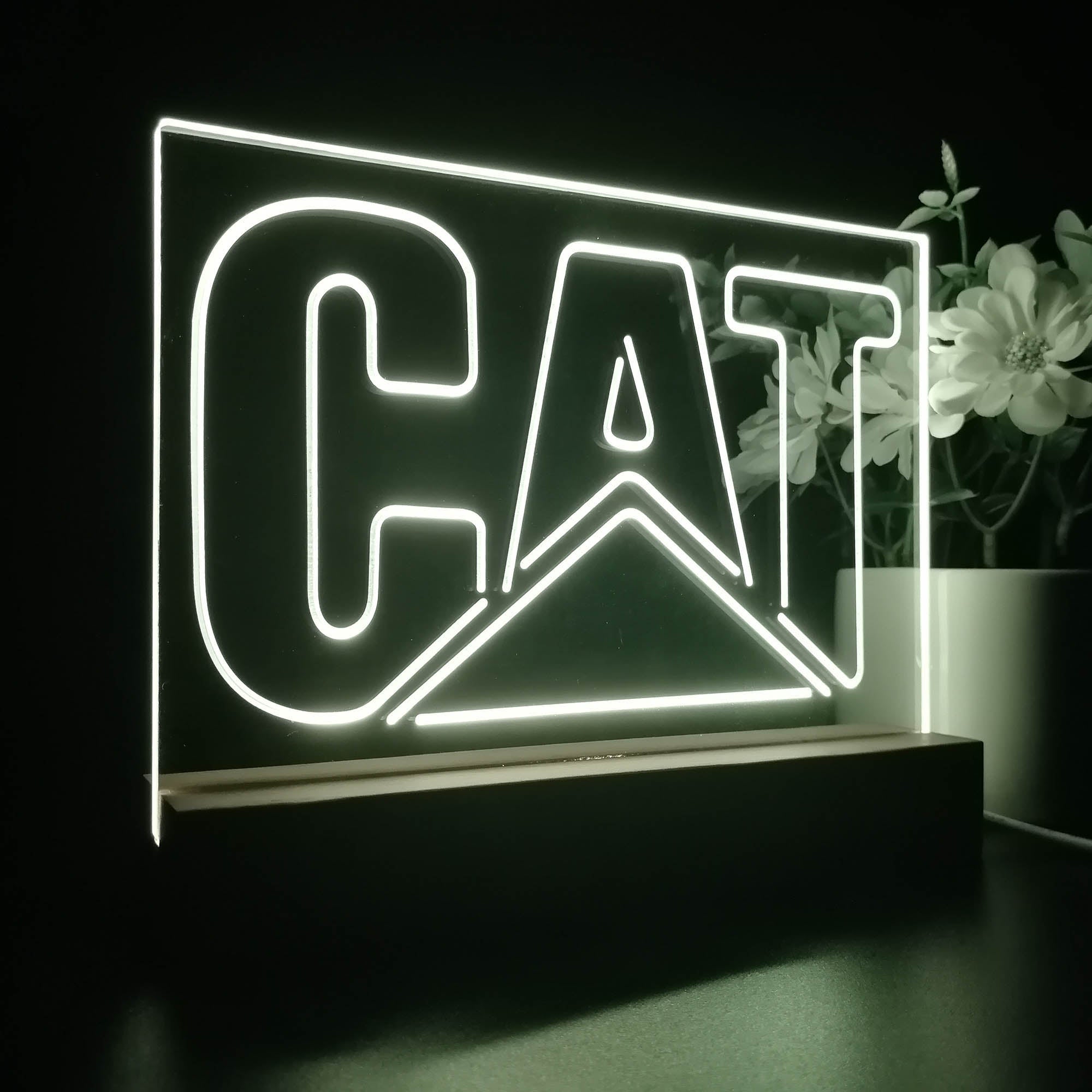 CAT Logo Garage 3D Illusion Night Light Desk Lamp