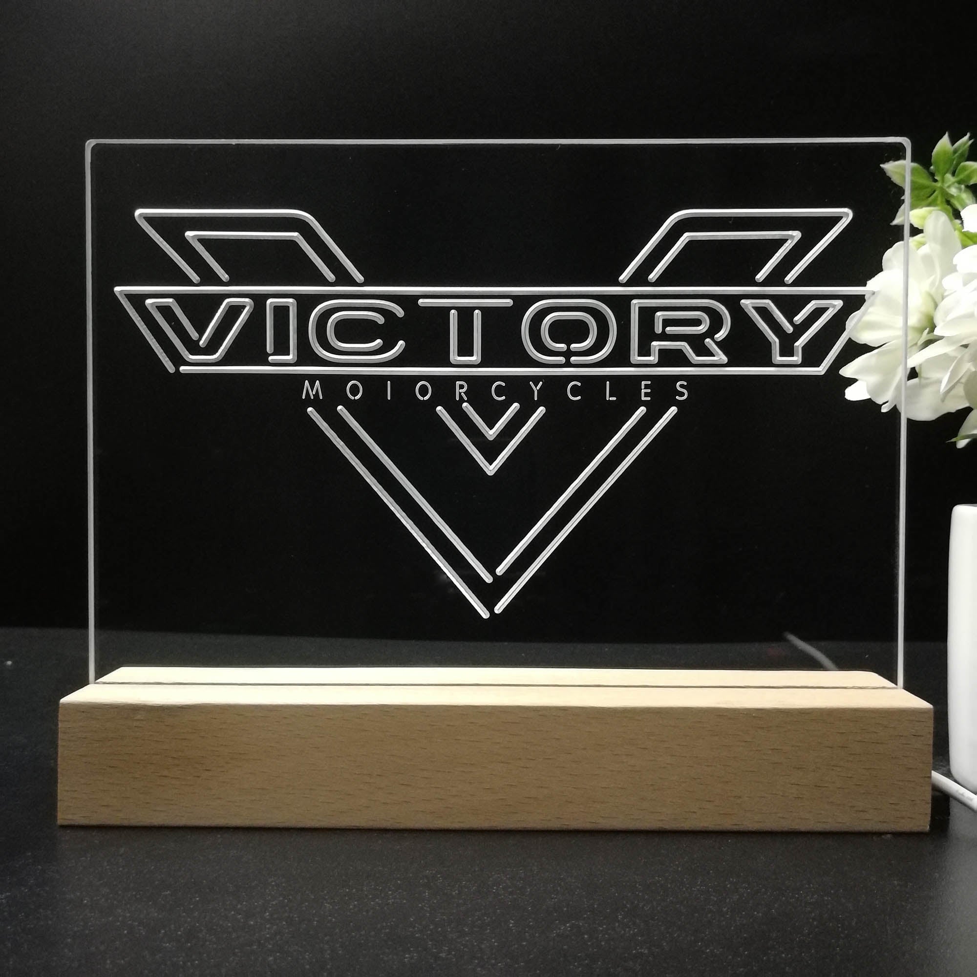 Victory Motorcycles 3D Illusion Night Light Desk Lamp