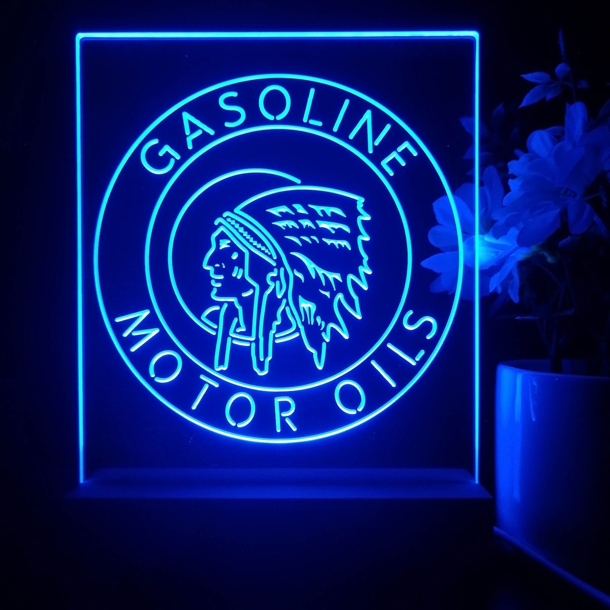 Motor Oils Gasoline Indian 3D Illusion Night Light Desk Lamp