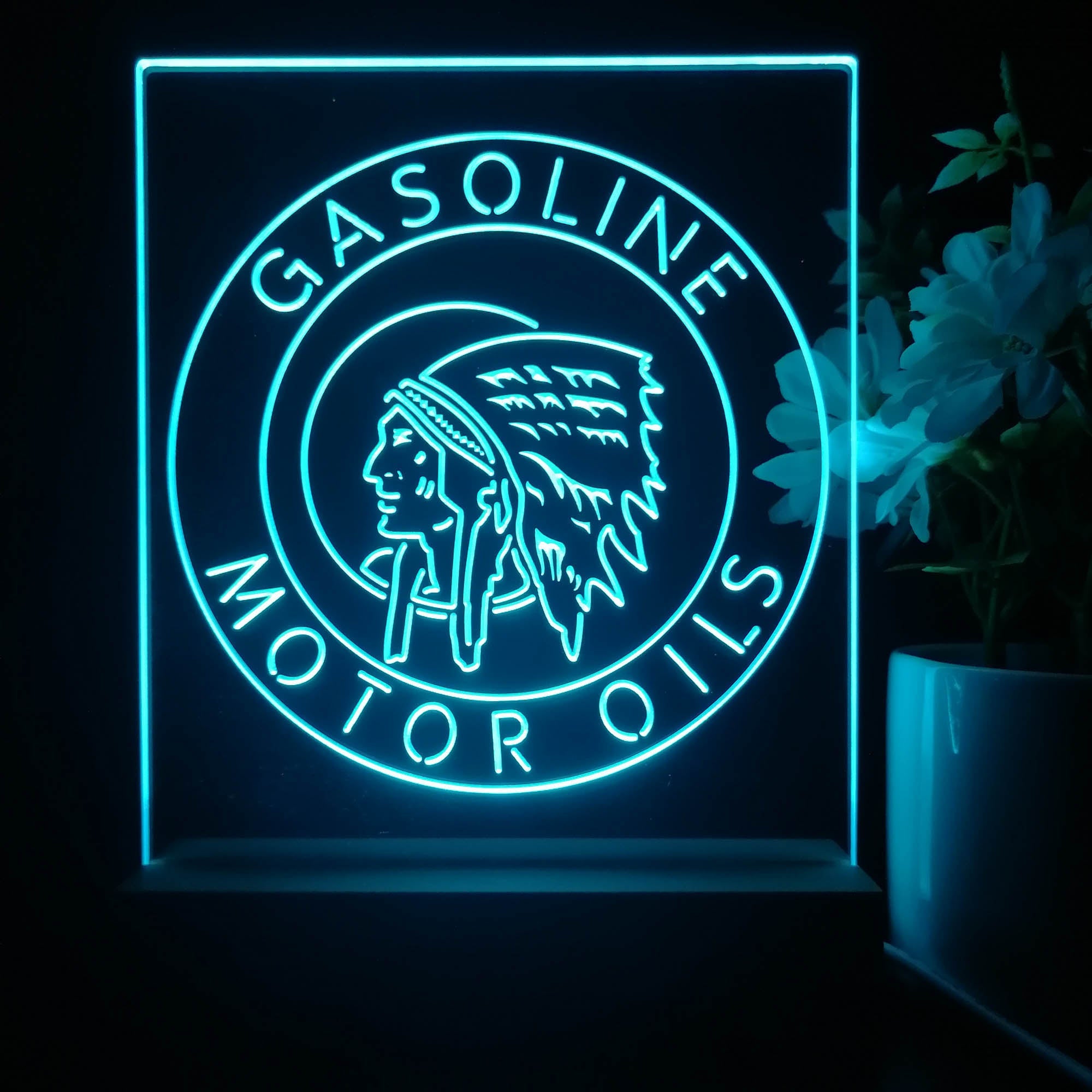Motor Oils Gasoline Indian 3D Illusion Night Light Desk Lamp