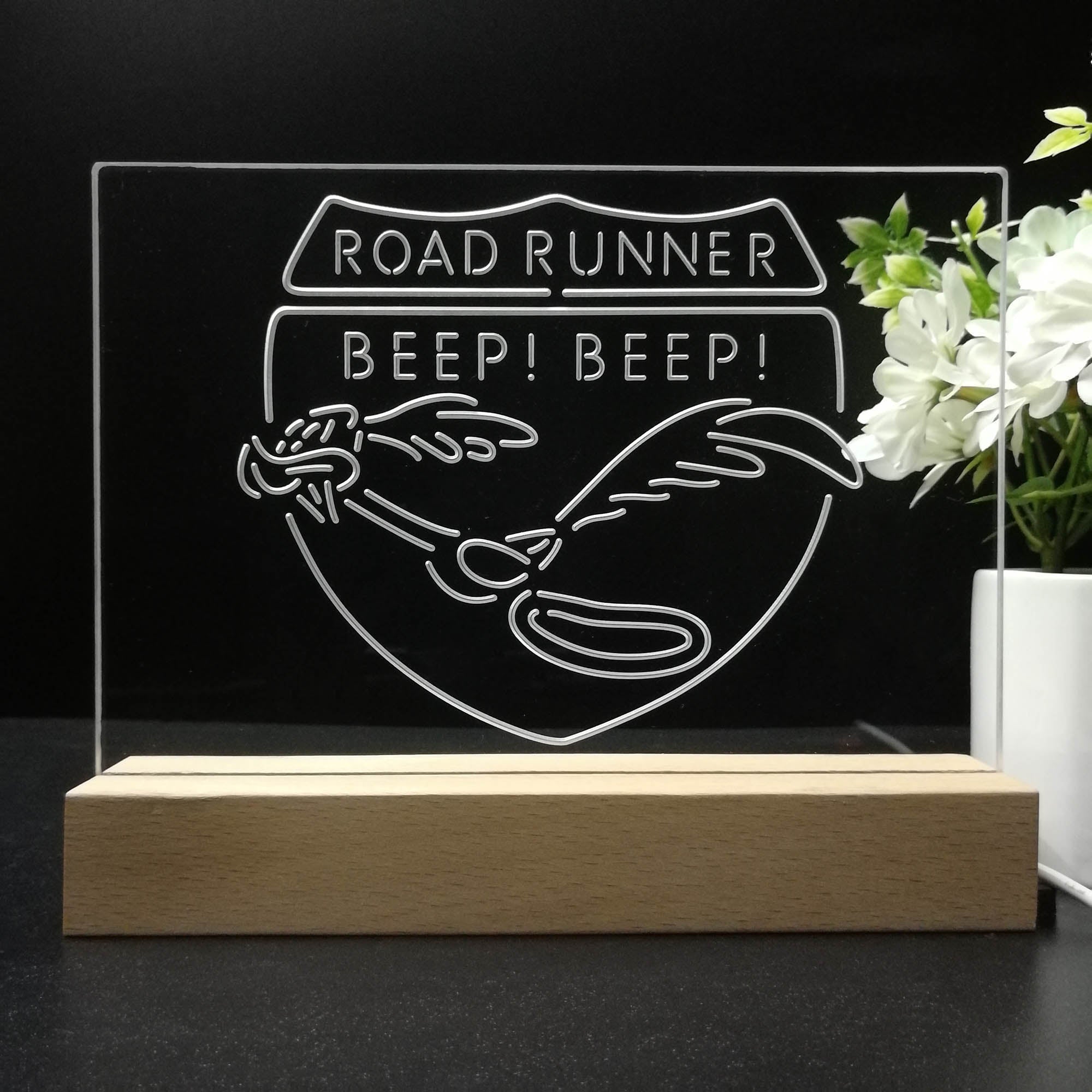 Road Runner Beep Beep 3D Illusion Night Light Desk Lamp