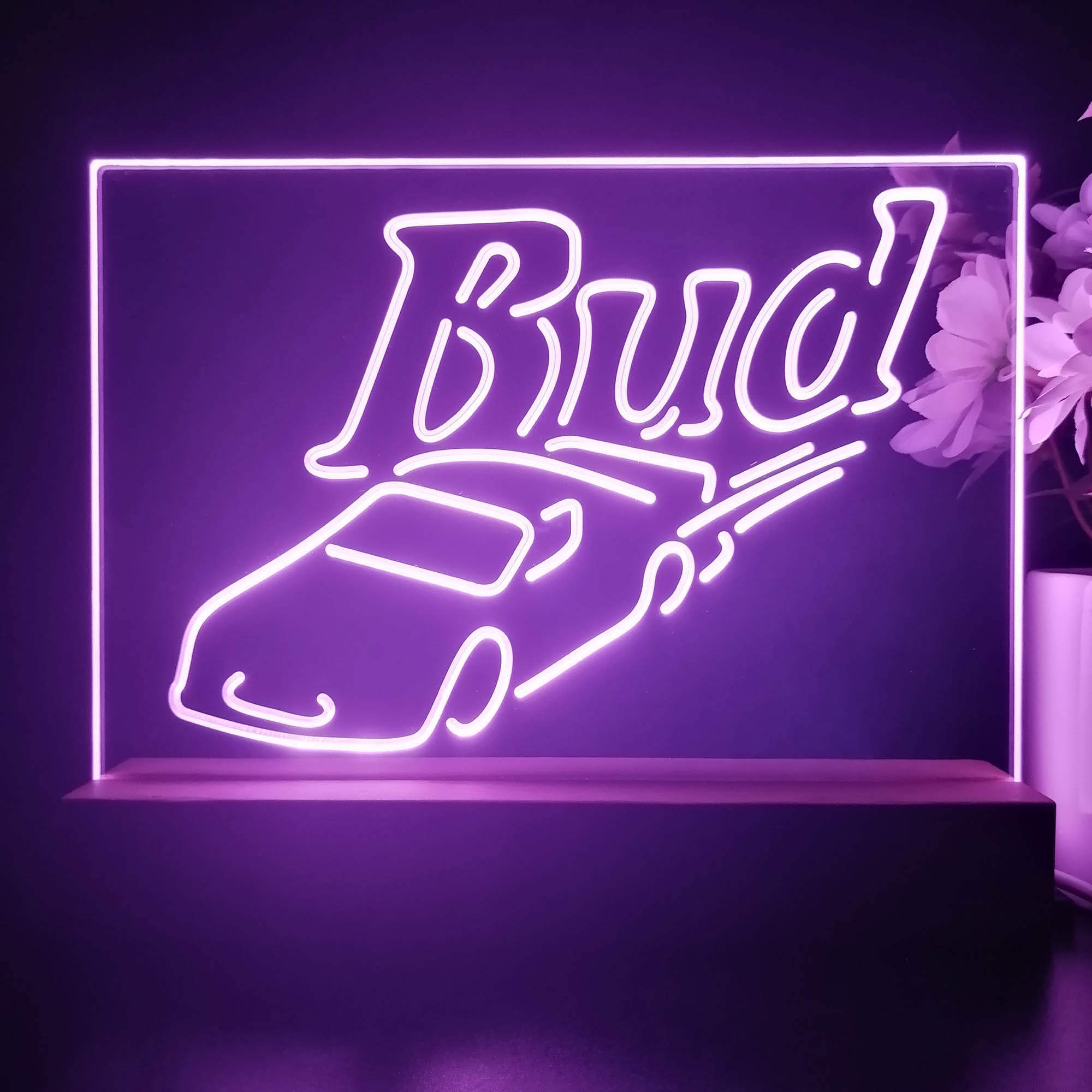 Bud Sport Racing Car 3D Illusion Night Light Desk Lamp