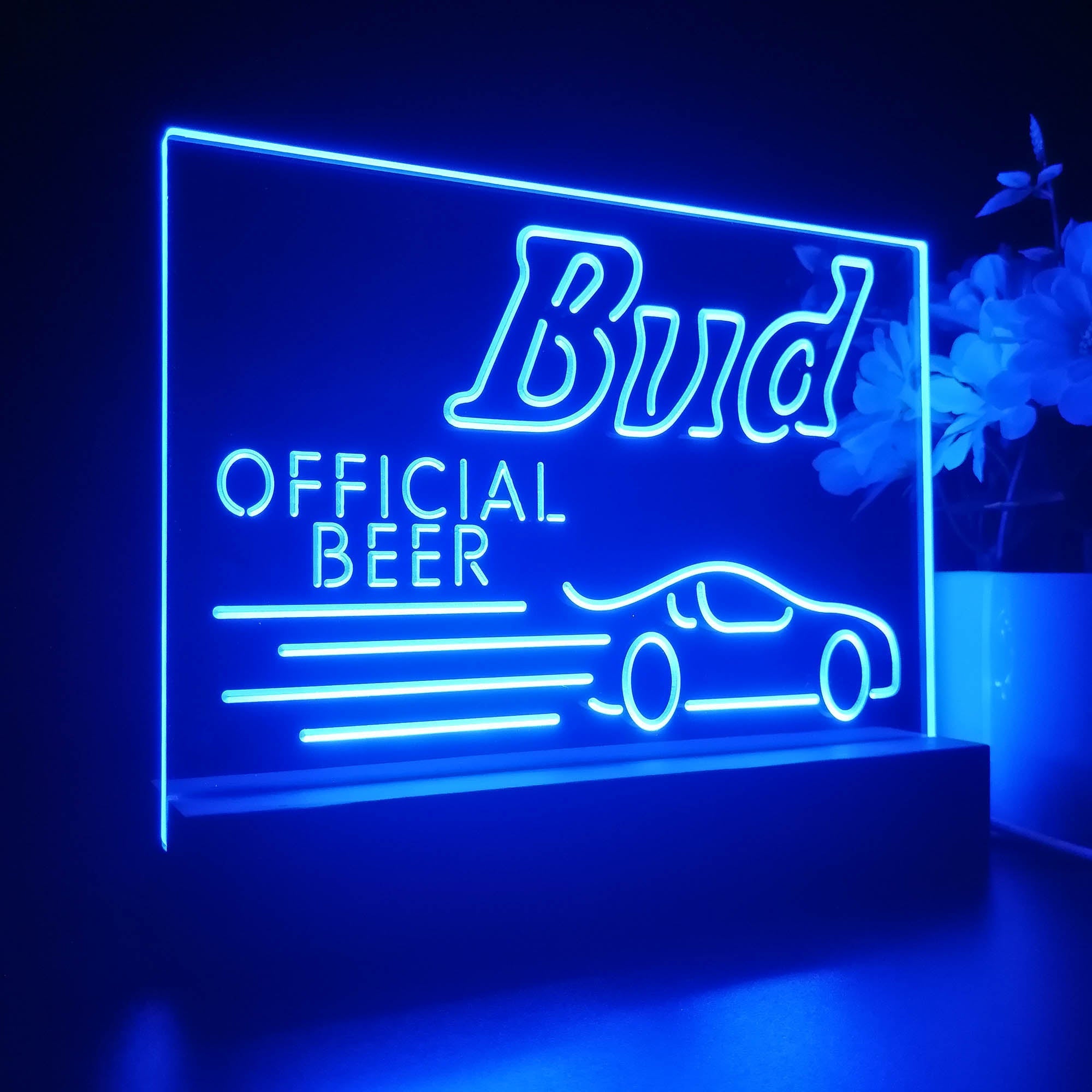 Bud Light Racing Car 3D Illusion Night Light Desk Lamp