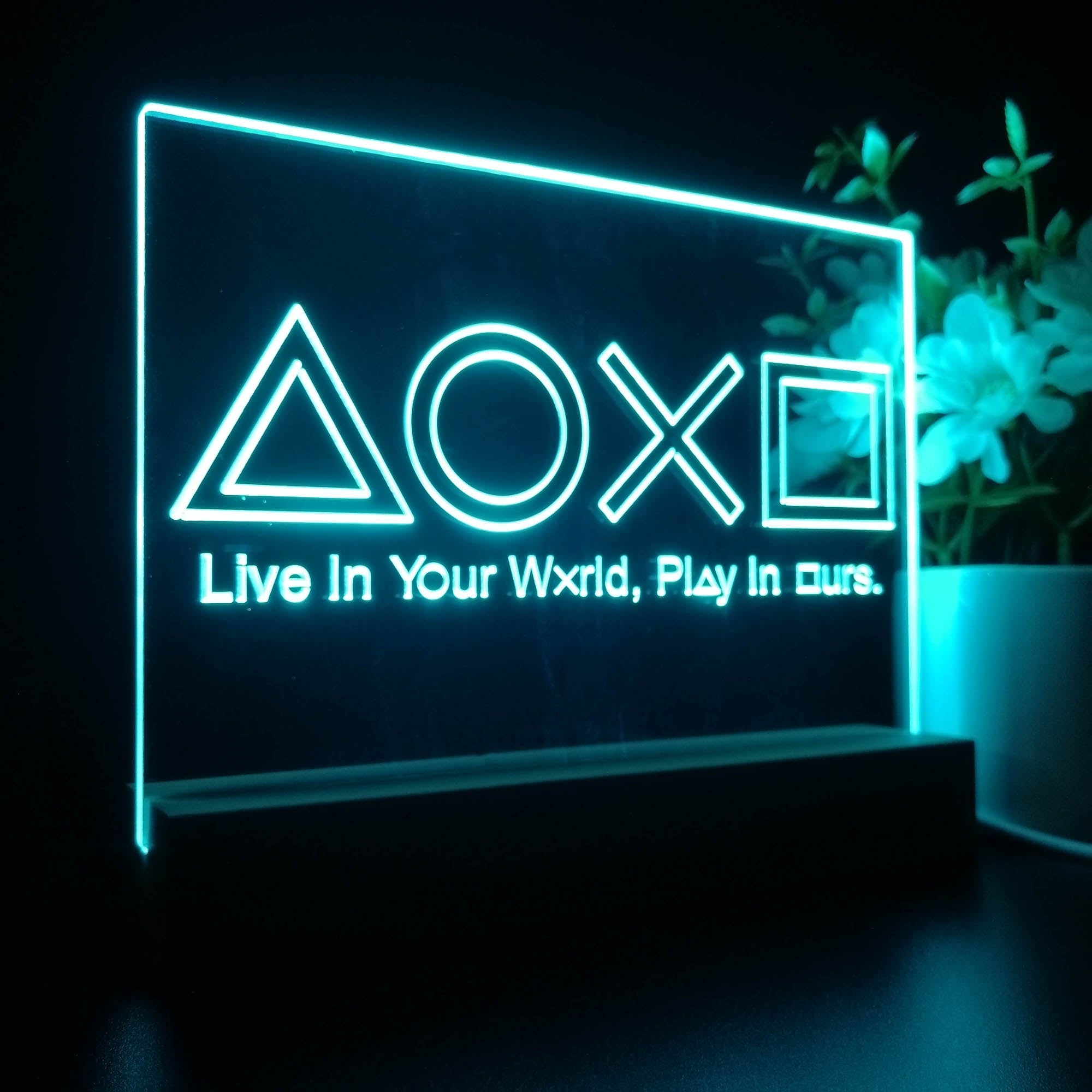 Playstation Console Symbol Neon Sign Game Room Lamp