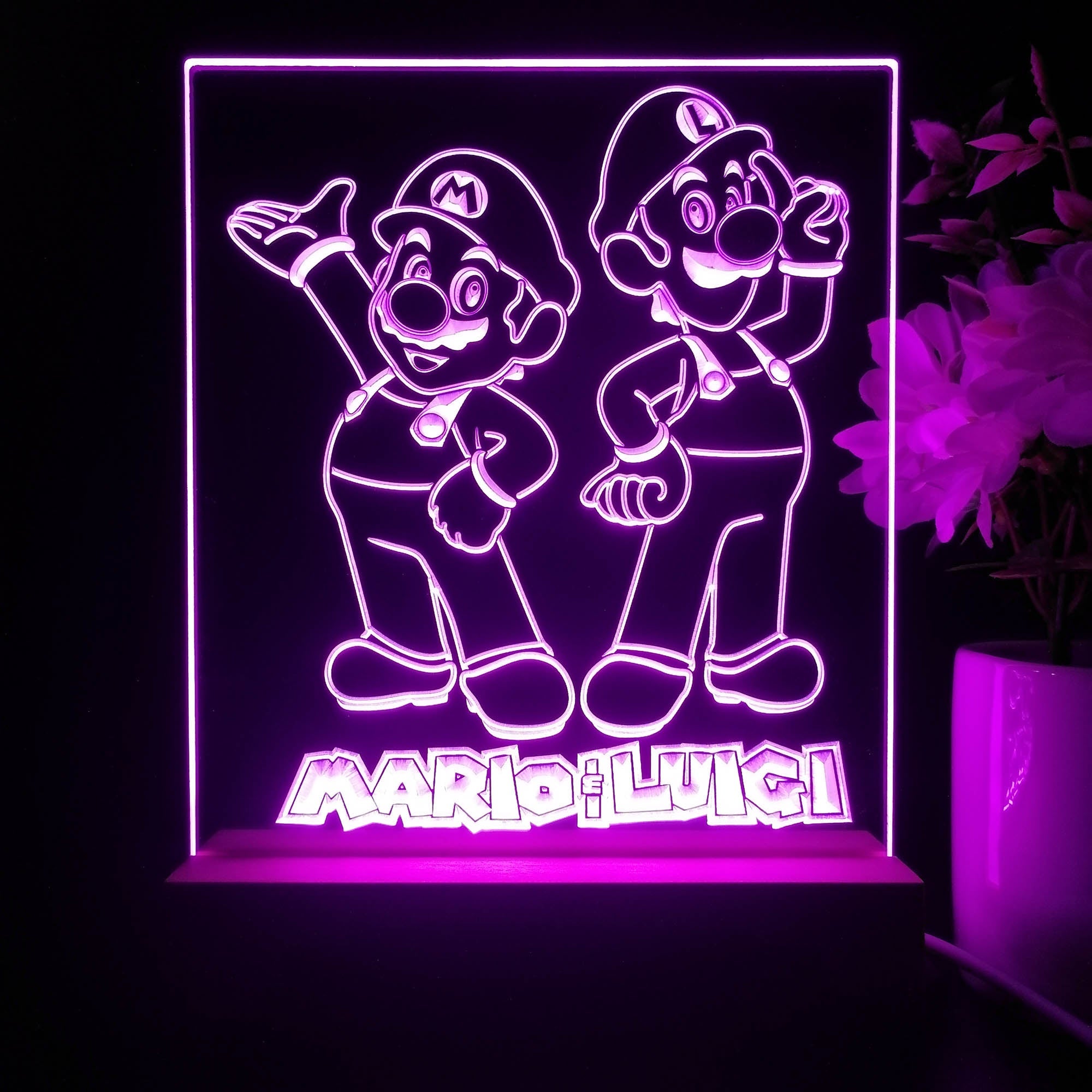 Super Mario Luigi Game Room LED Sign Lamp Display