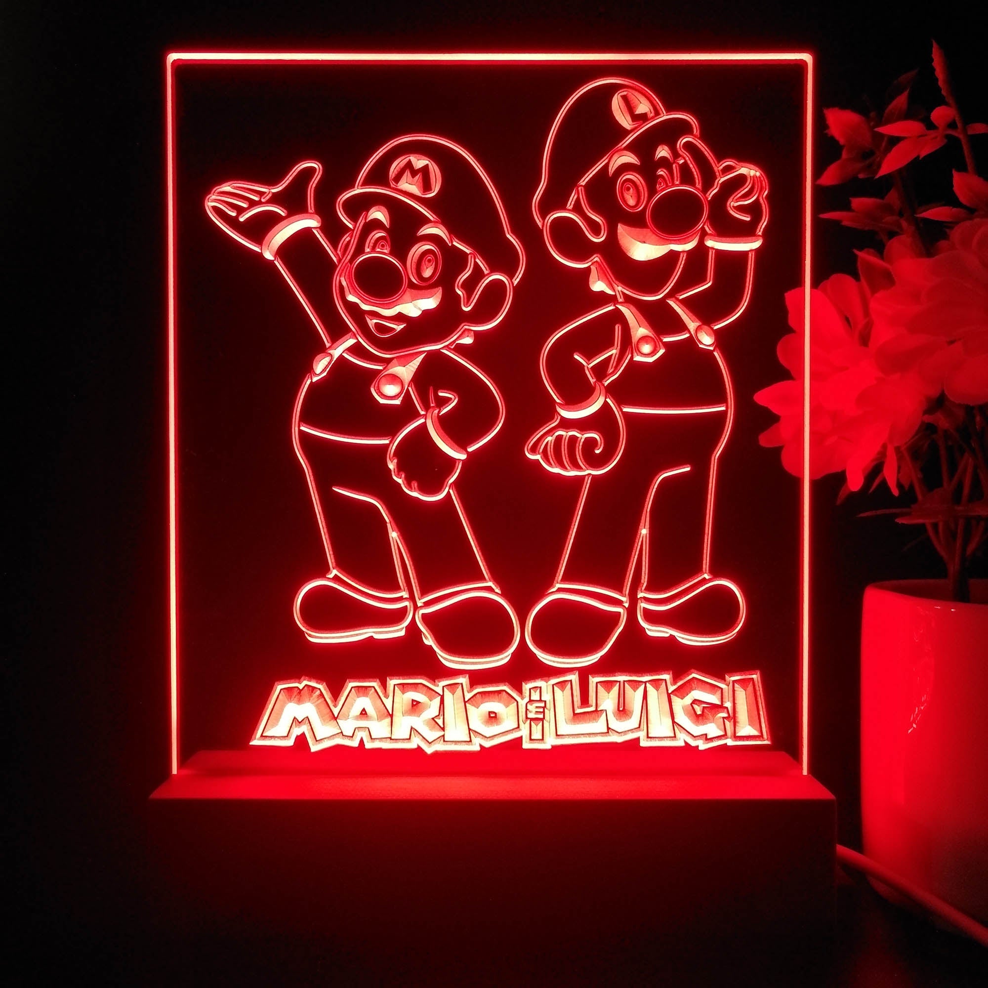 Super Mario Luigi Game Room LED Sign Lamp Display