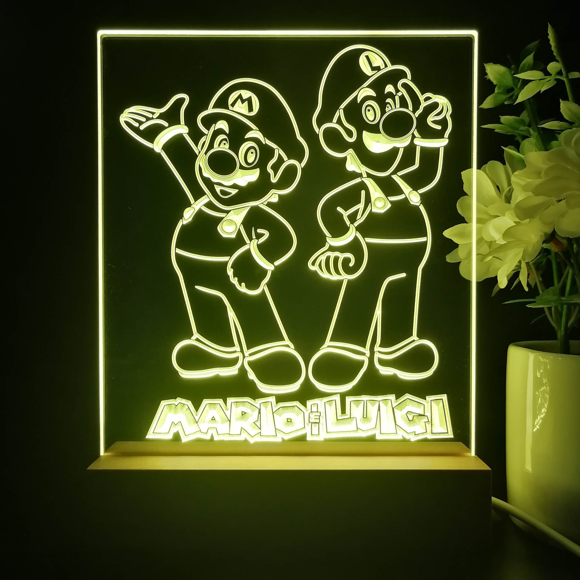 Super Mario Luigi Game Room LED Sign Lamp Display