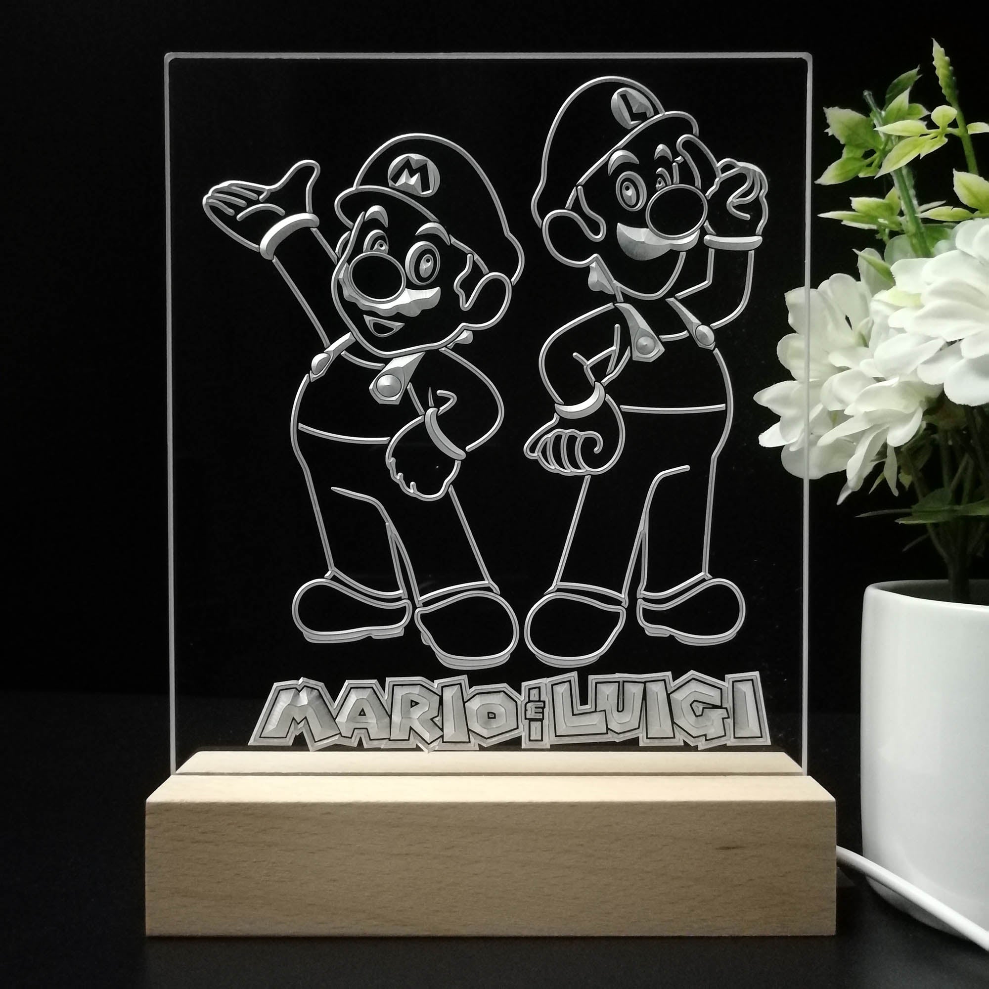 Super Mario Luigi Game Room LED Sign Lamp Display