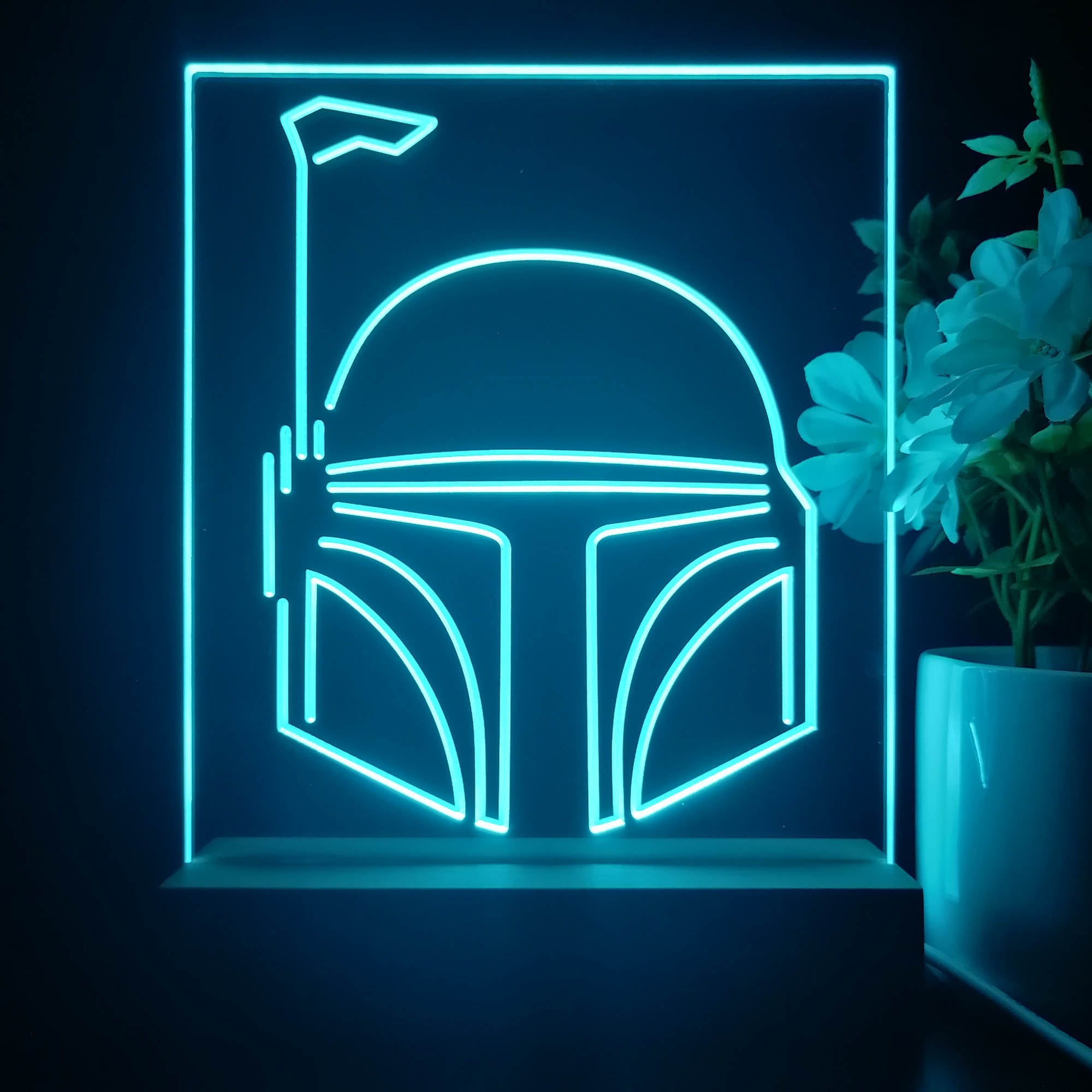 Bobas Fetts Helmet Star Wars 3D Illusion Night Light Desk Lamp