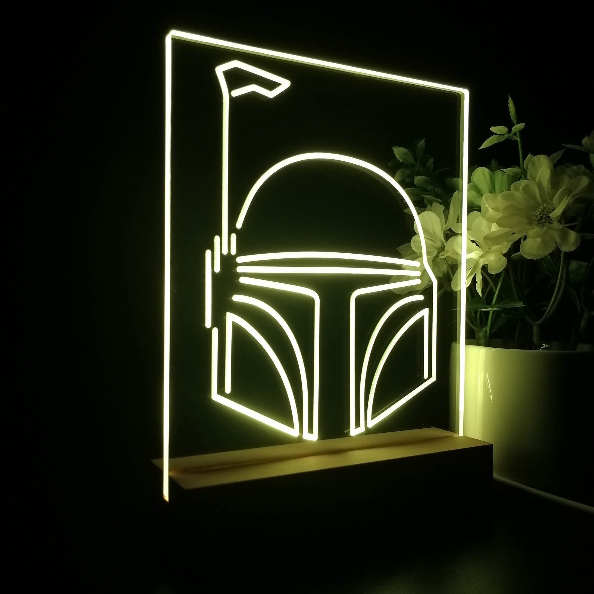 Bobas Fetts Helmet Star Wars 3D Illusion Night Light Desk Lamp