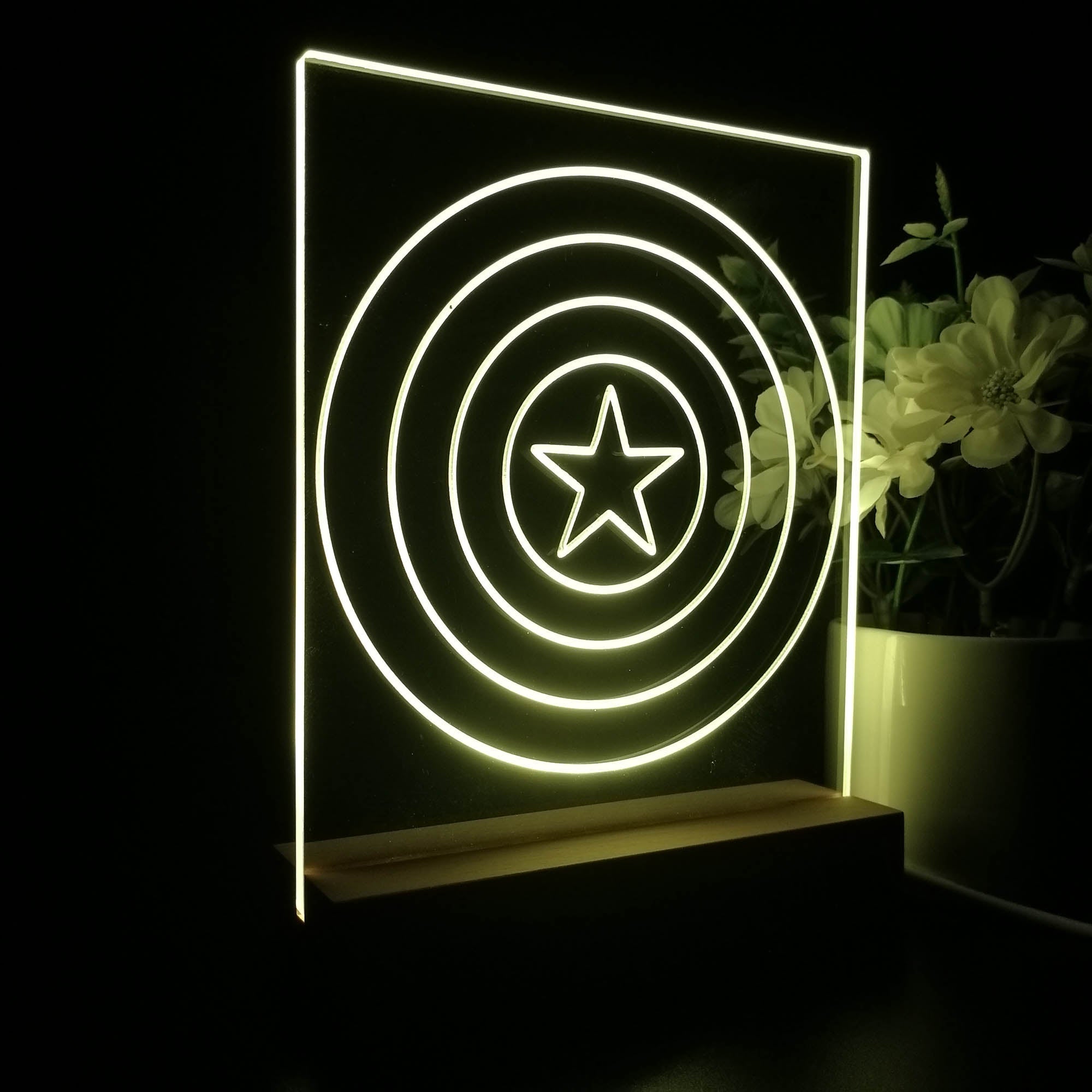 Captain America Shield 3D Illusion Night Light Desk Lamp