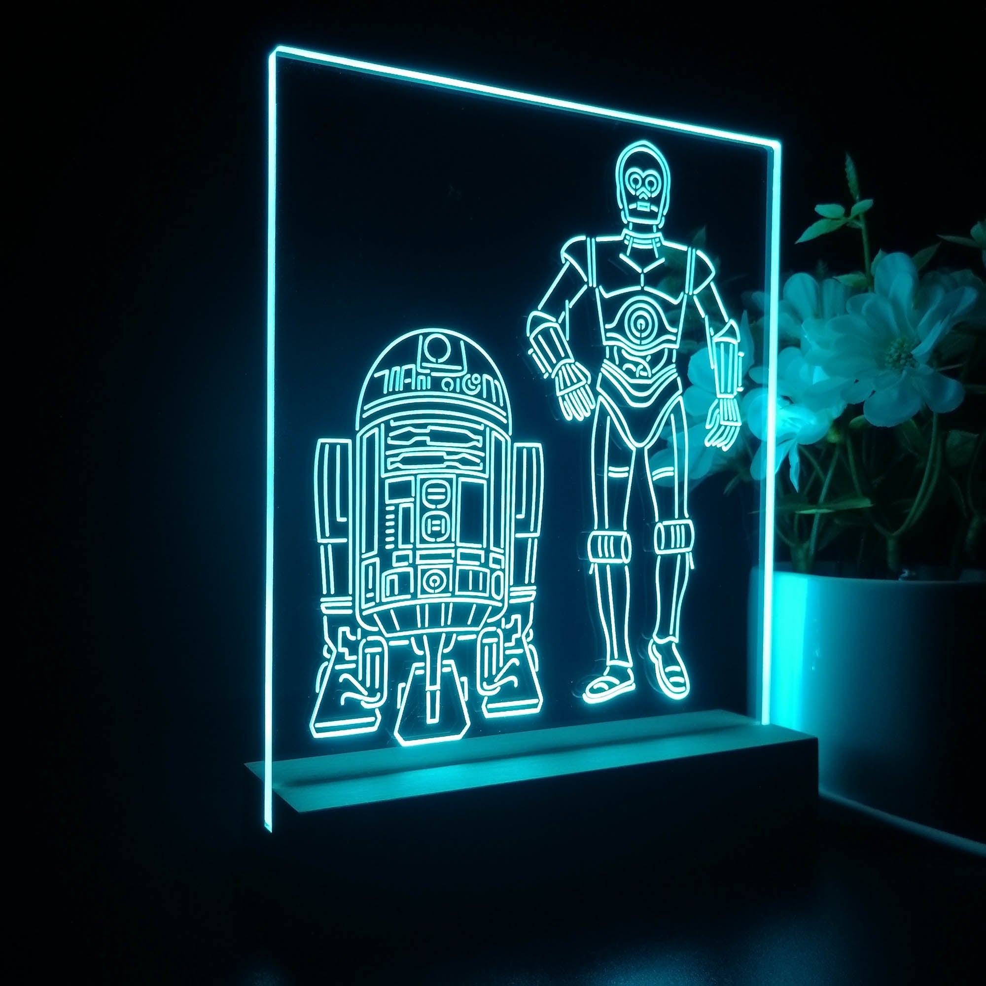 R2D2 C3PO Stars Wars 3D Illusion Night Light Desk Lamp