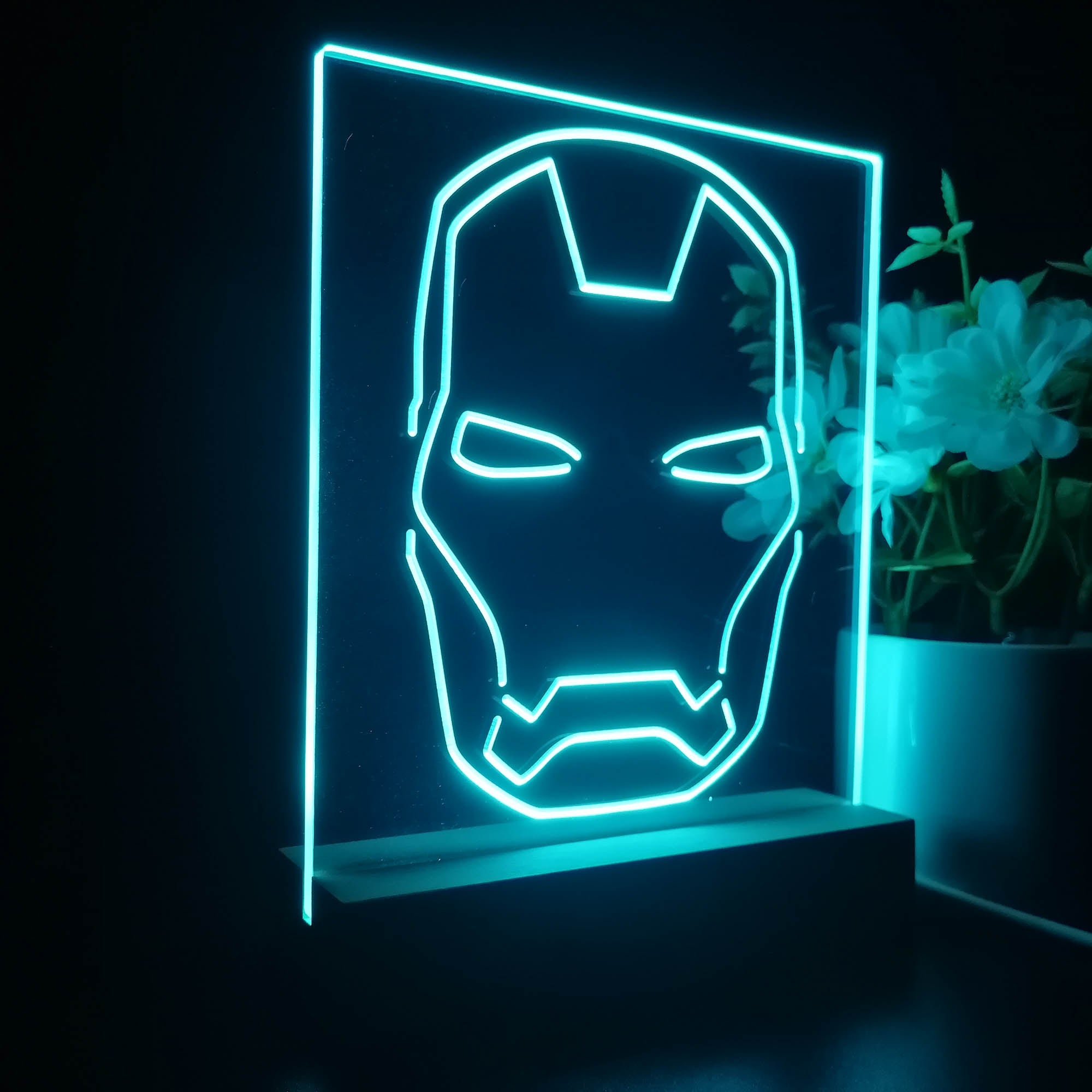 Iron Man Mask Marvels 3D Illusion Night Light Desk Lamp