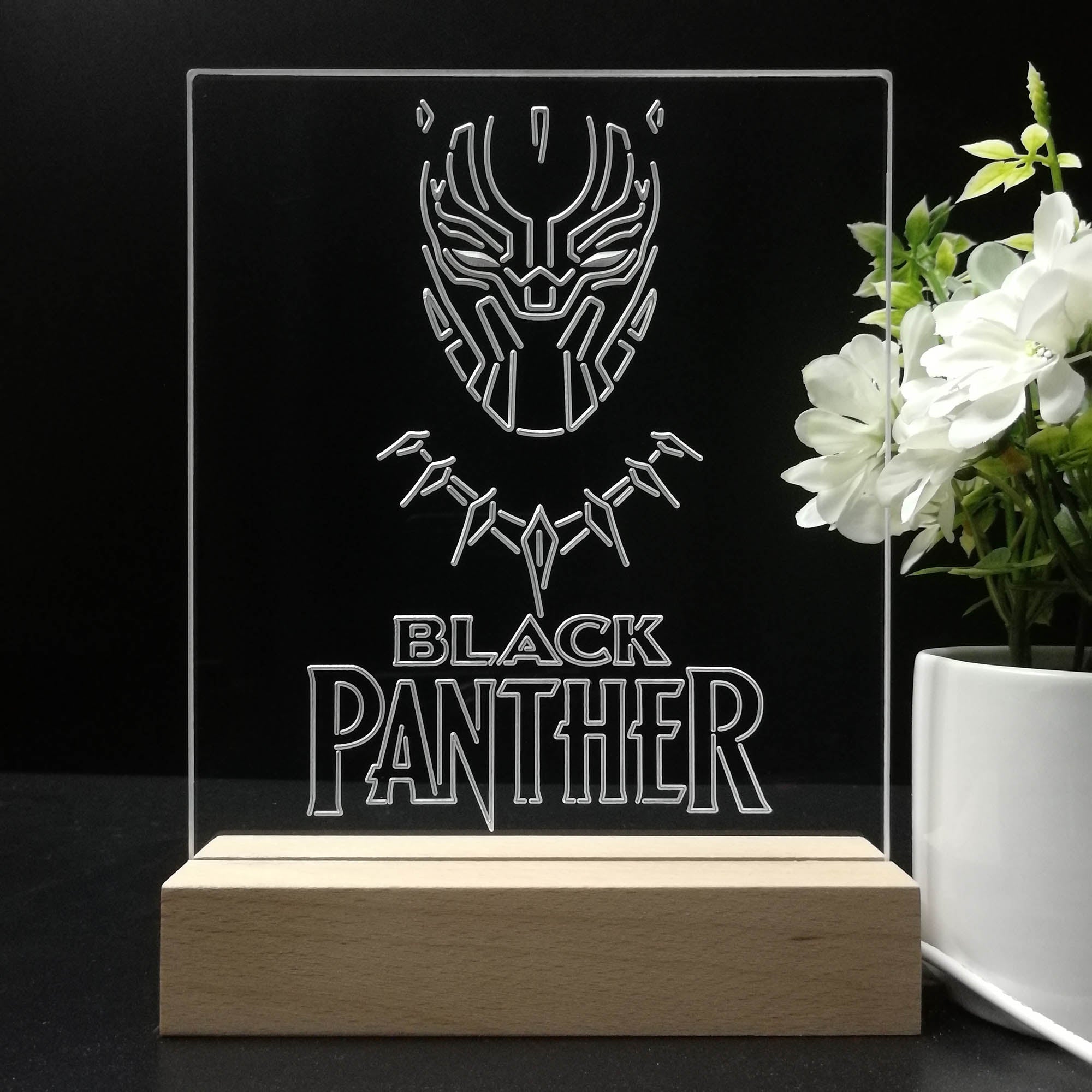 Black Panther Marvels 3D Illusion Night Light Desk Lamp