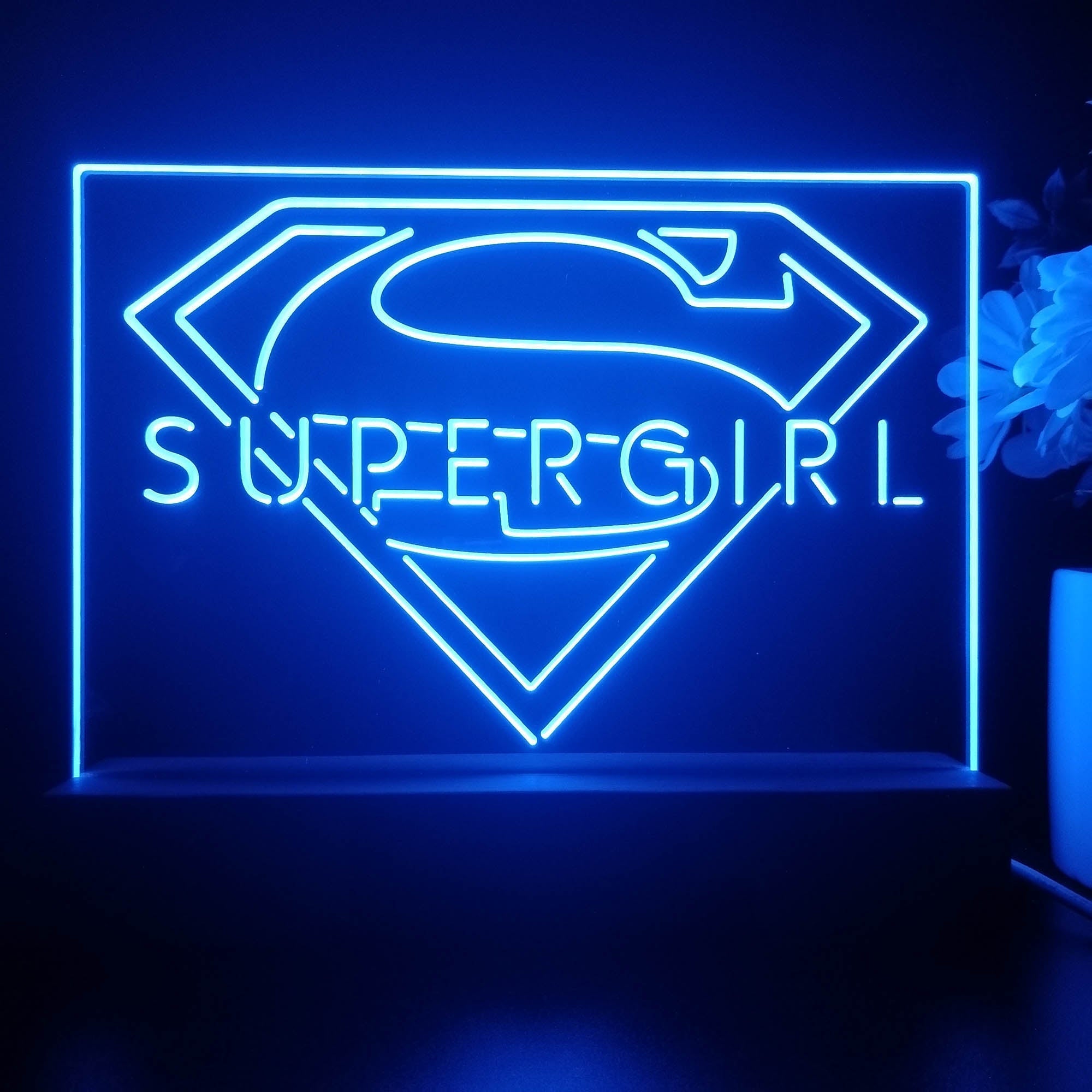 Supergirl 3D Illusion Night Light Desk Lamp