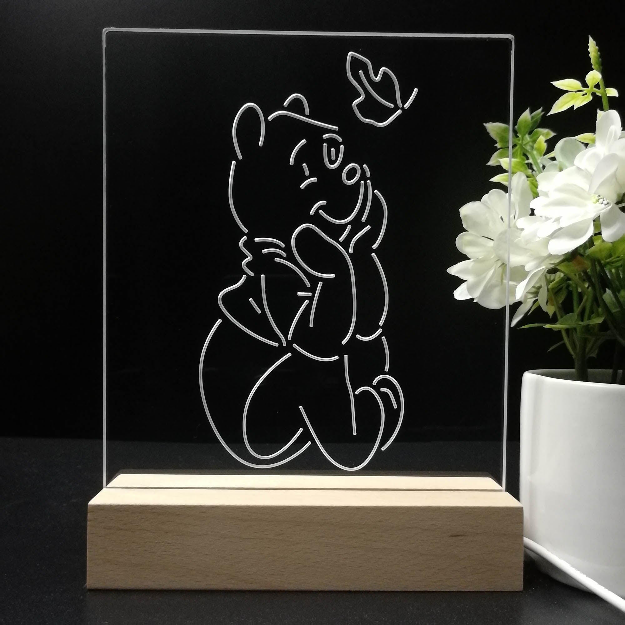 Winnie the Pooh Sit Down 3D Illusion Night Light Desk Lamp