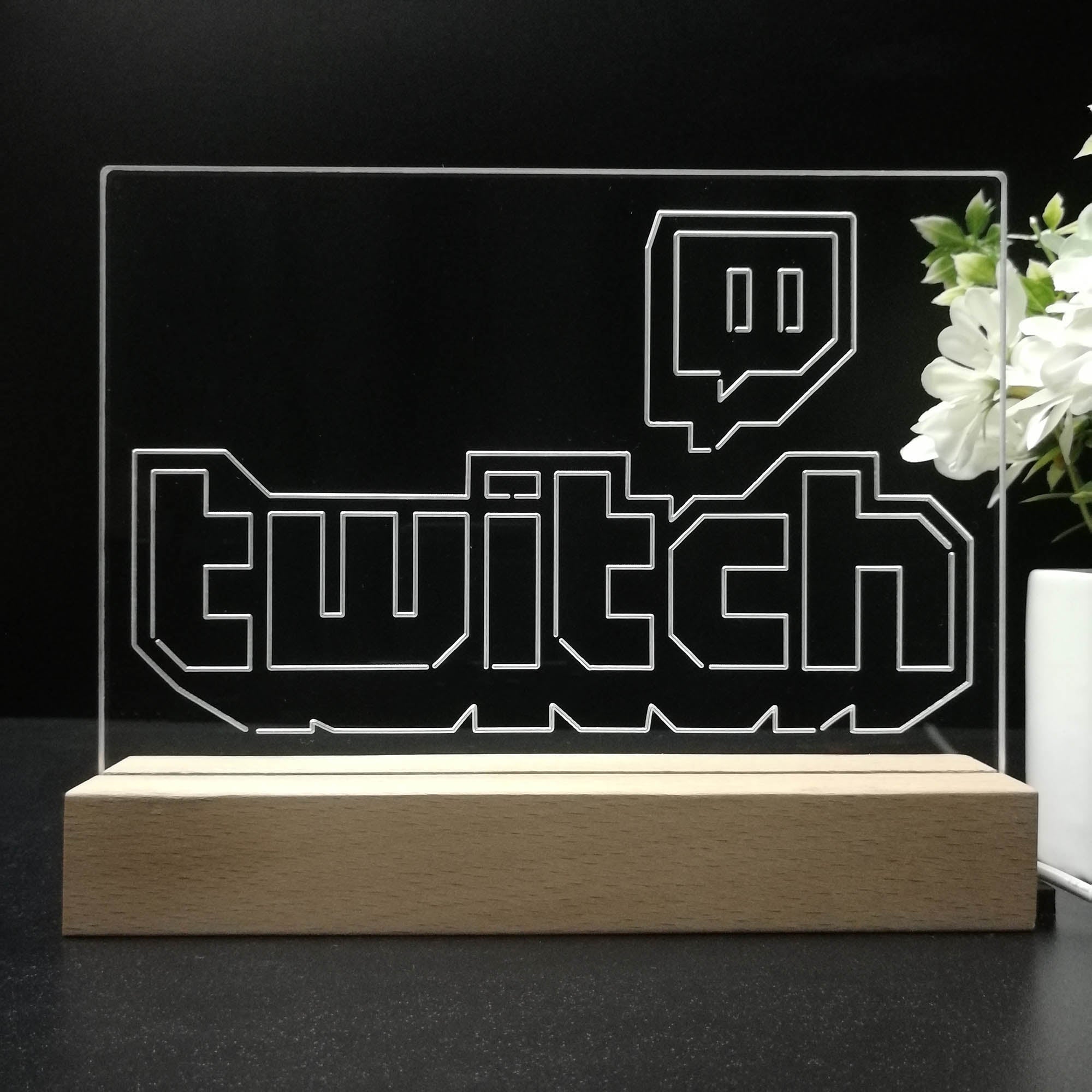 Personalized Twitch Gamer Tag 3D Illusion Night Light Desk Lamp