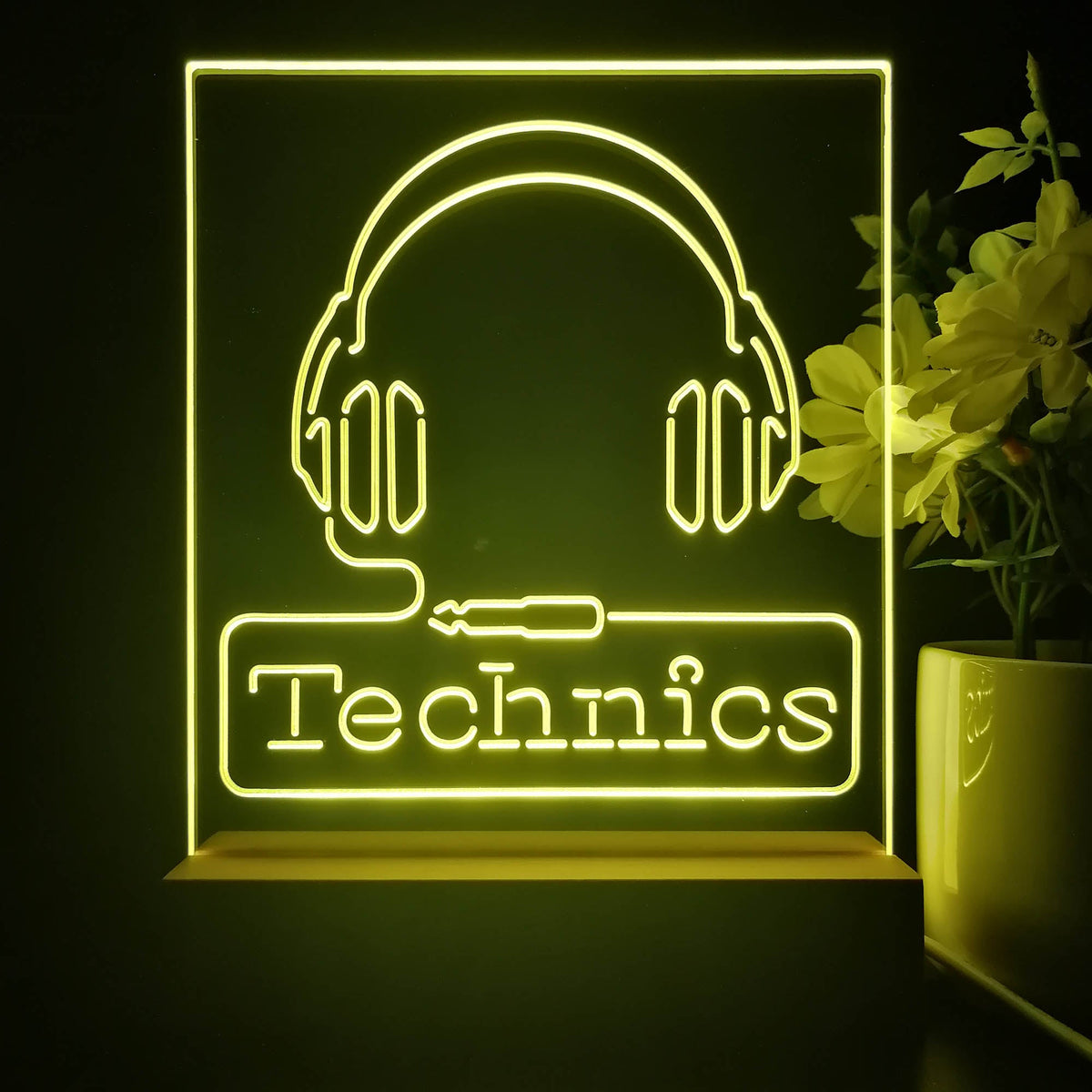 Technics Headphone Audio Home Theater Cinema Neon Sign Table Lamp ...
