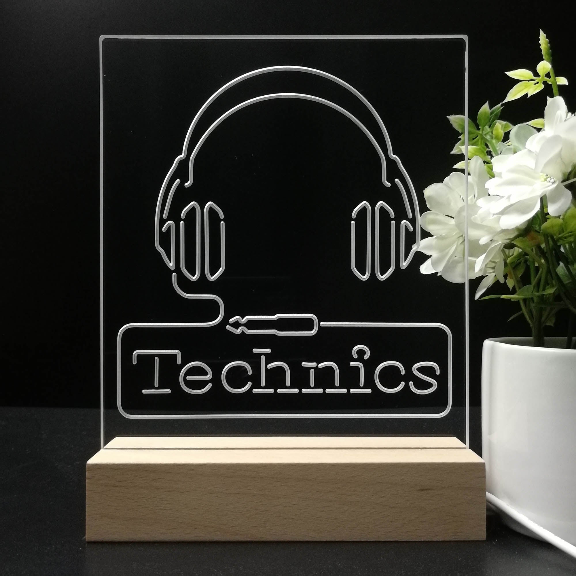 Technics Headphone Audio Home Theater Cinema Neon Sign Table Lamp ...