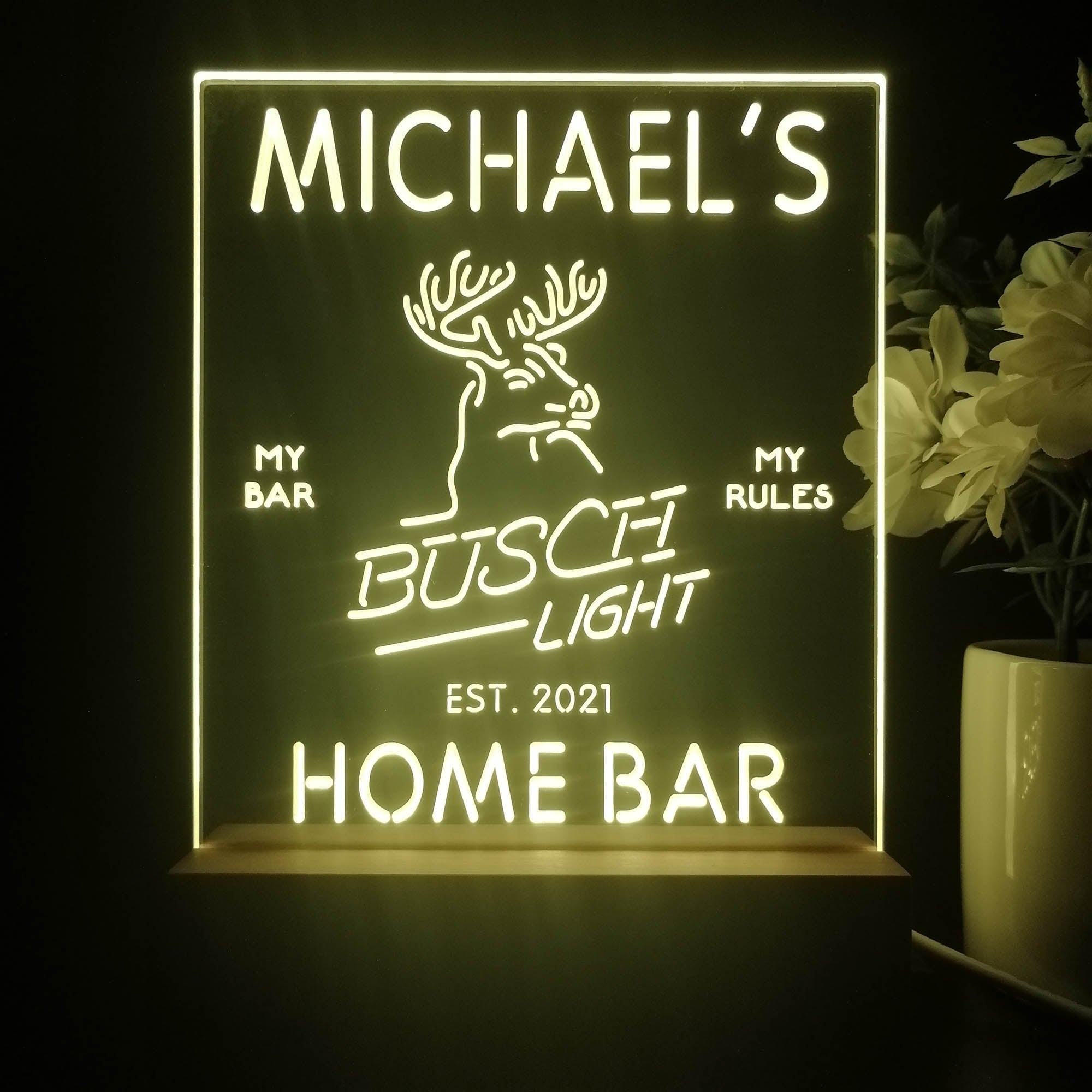 Personalized Busch Light Beer Deer Bar Souvenir Neon LED Night Light Sign