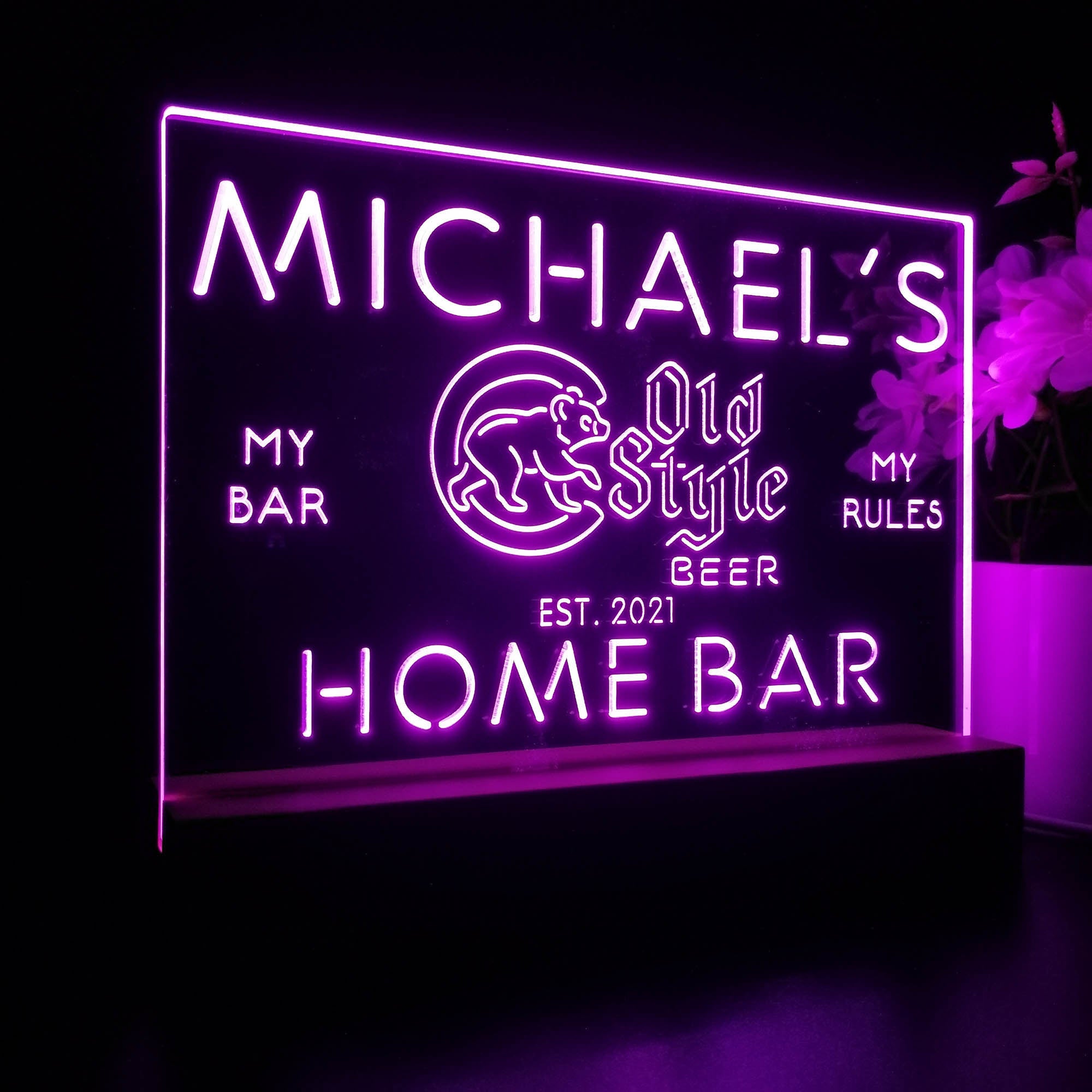 Personalized Chicago Cubs Old Style Souvenir Neon LED Night Light Sign