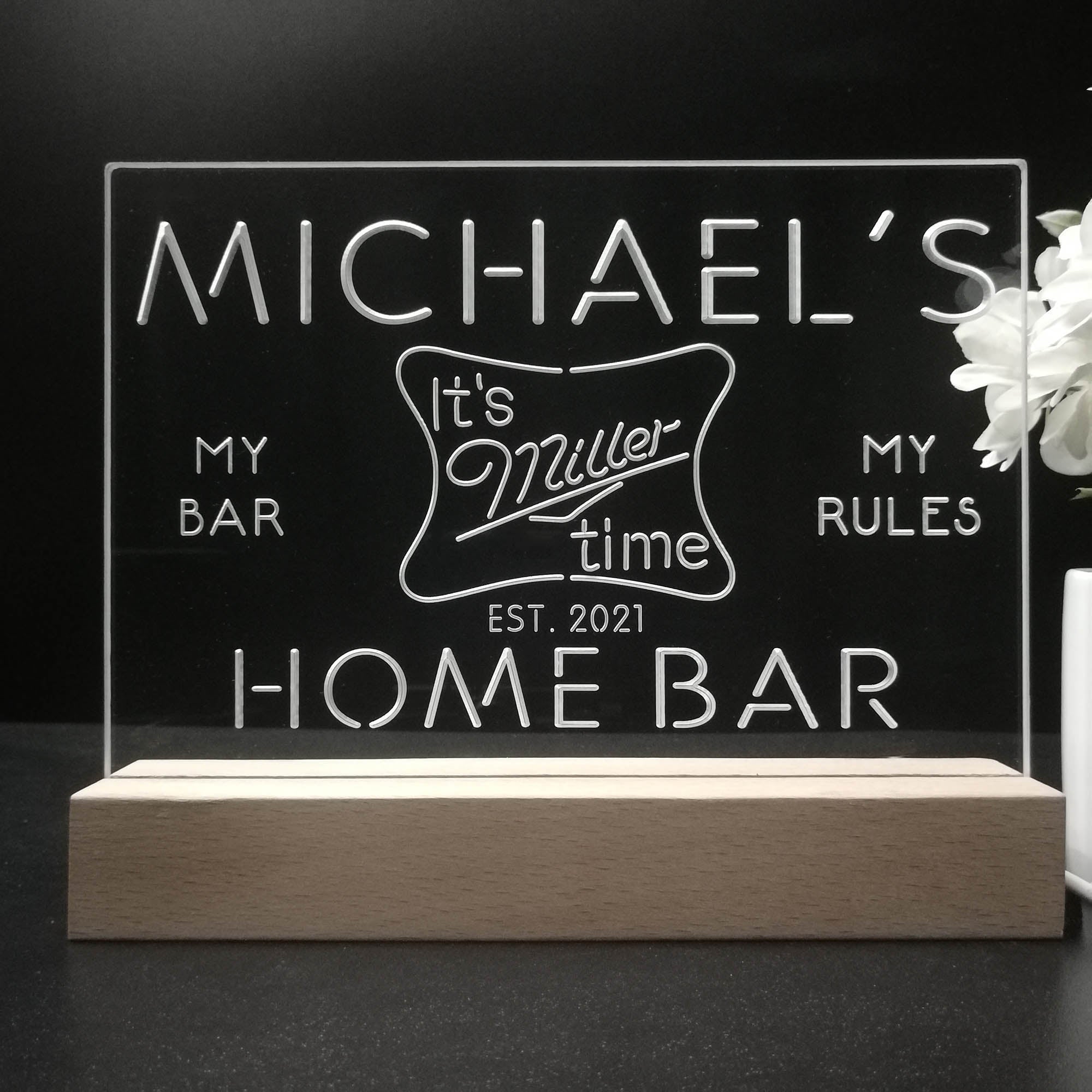 Personalized Miller Time Souvenir Neon LED Night Light Sign