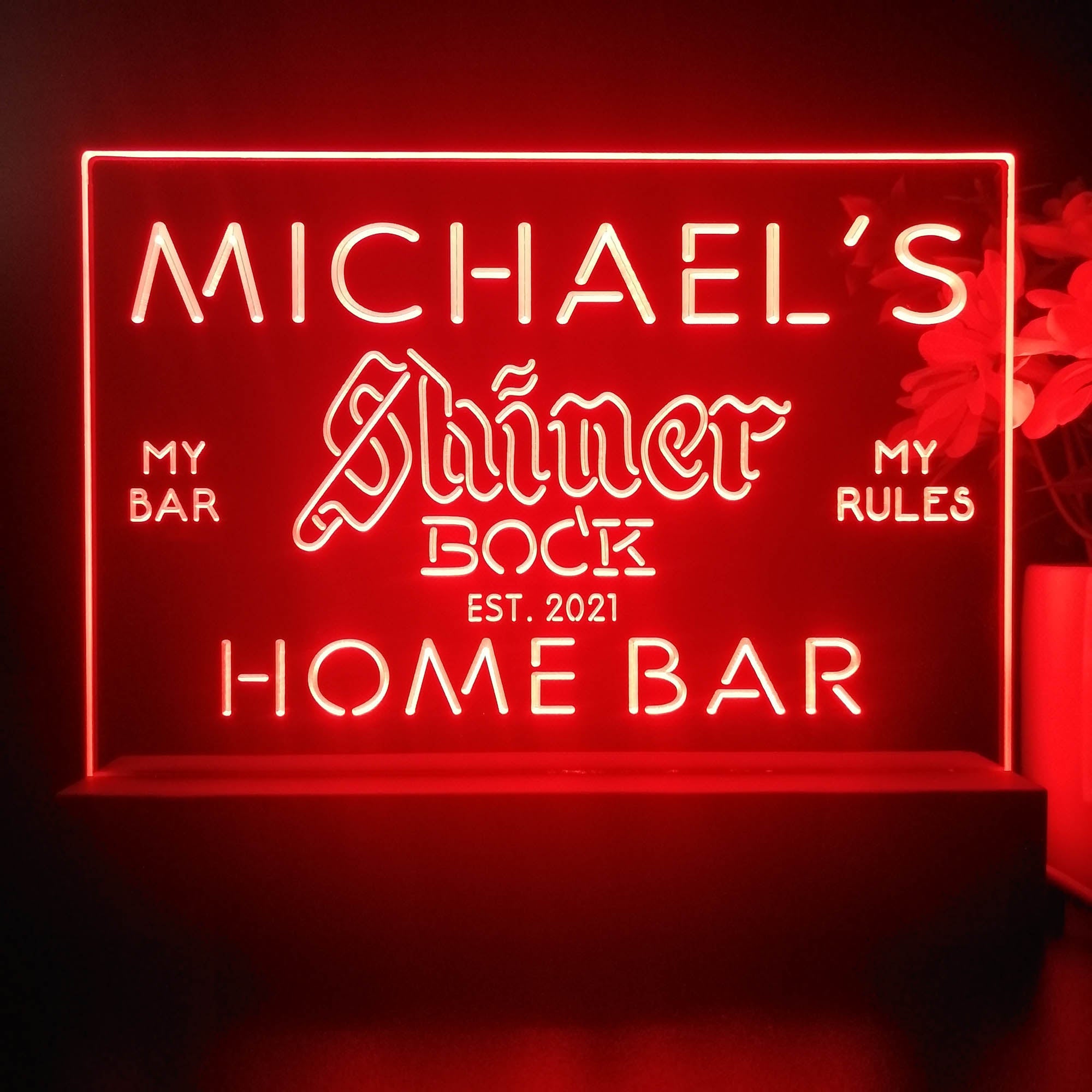 Personalized Shiner Bock Souvenir Neon LED Night Light Sign