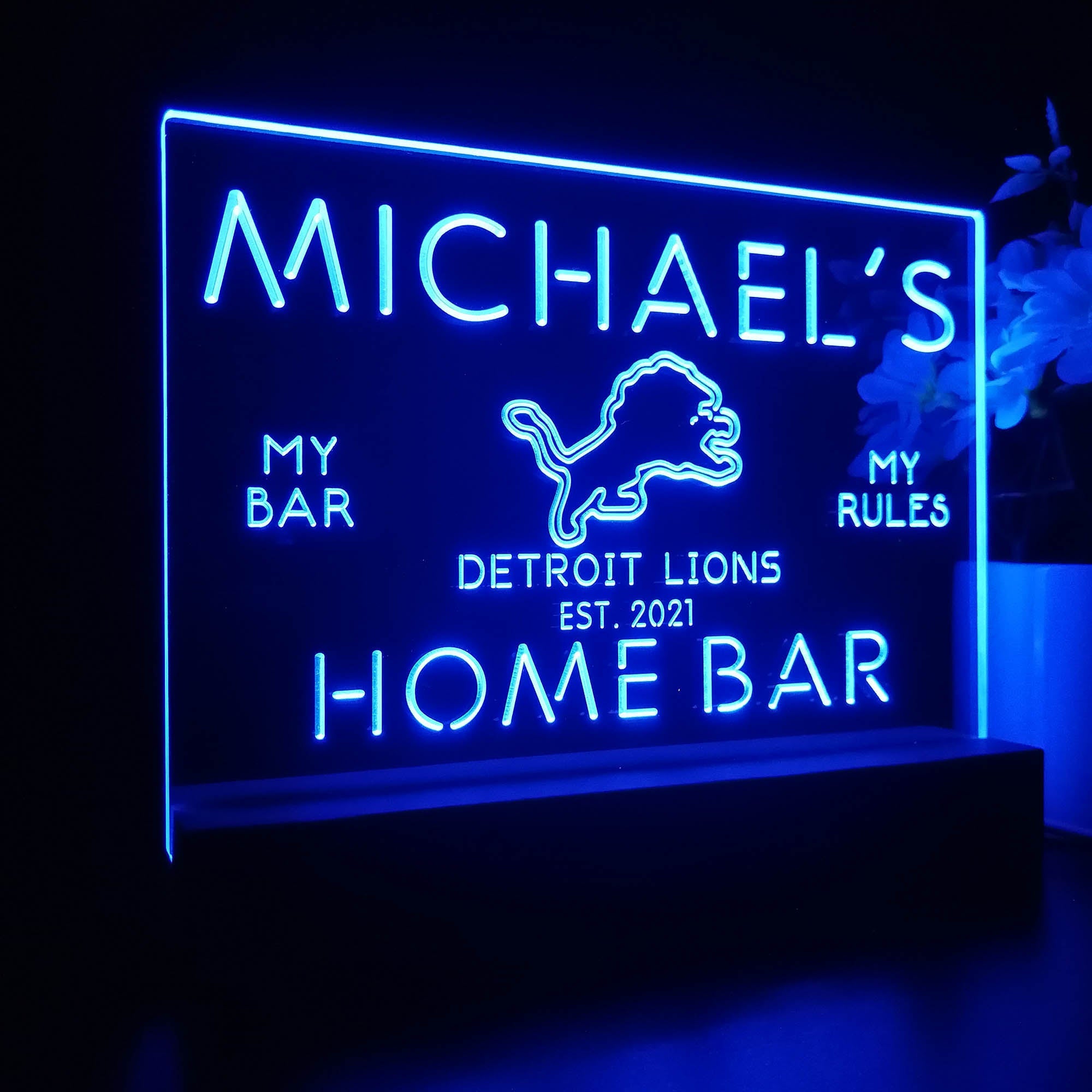 Personalized Detroit Lions Souvenir Neon LED Night Light Sign