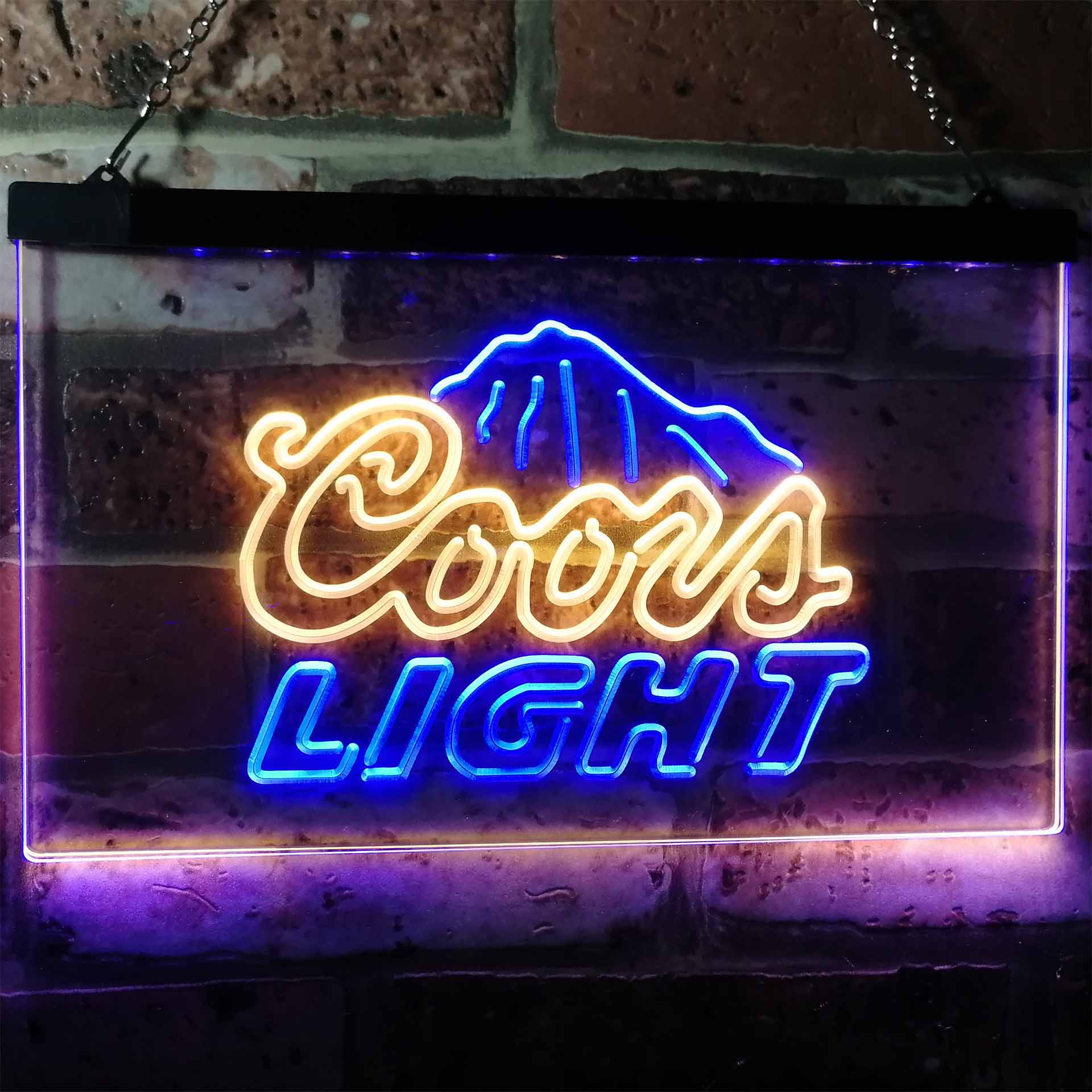 Coors Light Mountain Beer Bar Dual Color LED Neon Sign ProLedSign