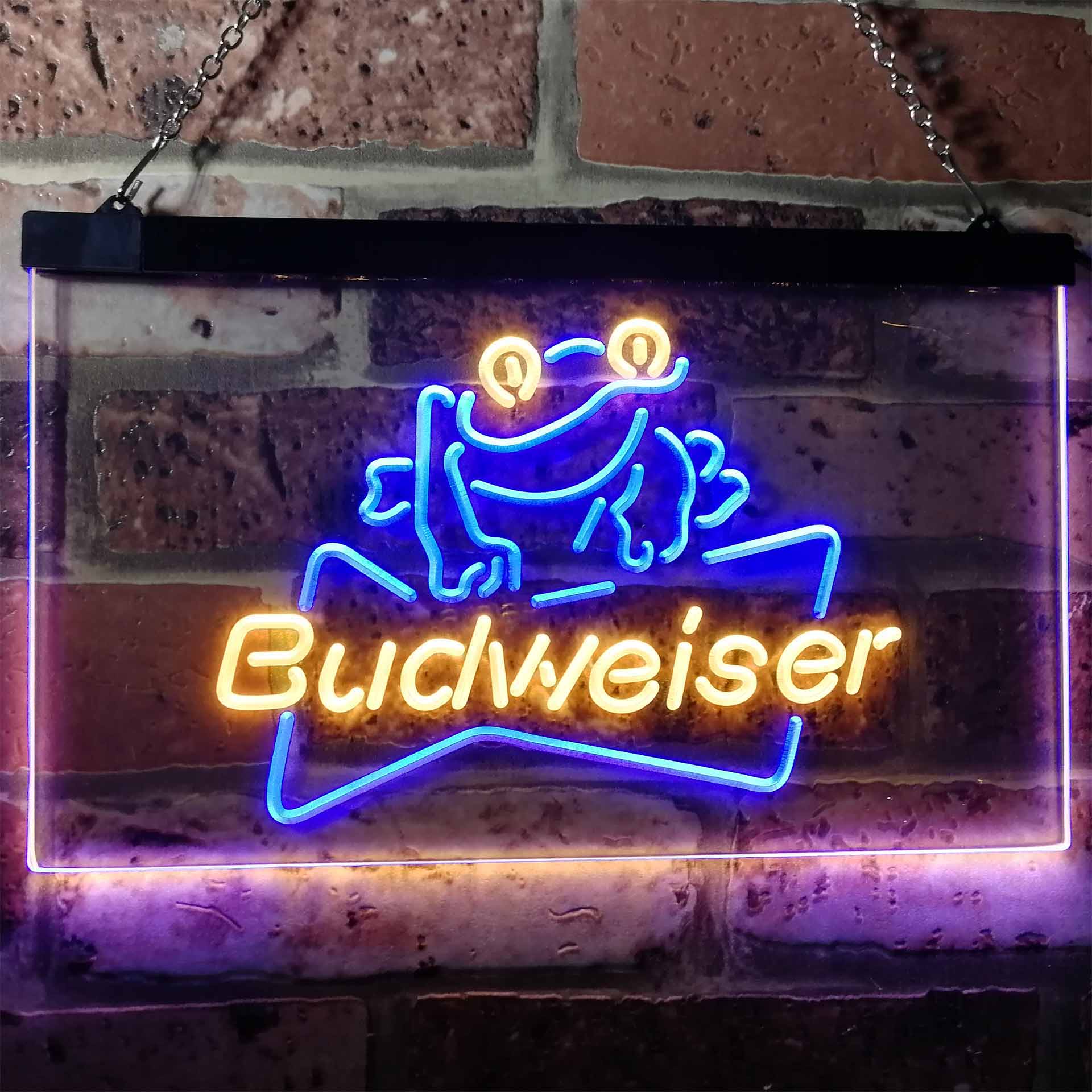 Budweiser Frog Decor Beer Bar Dual Color LED Neon Sign ProLedSign