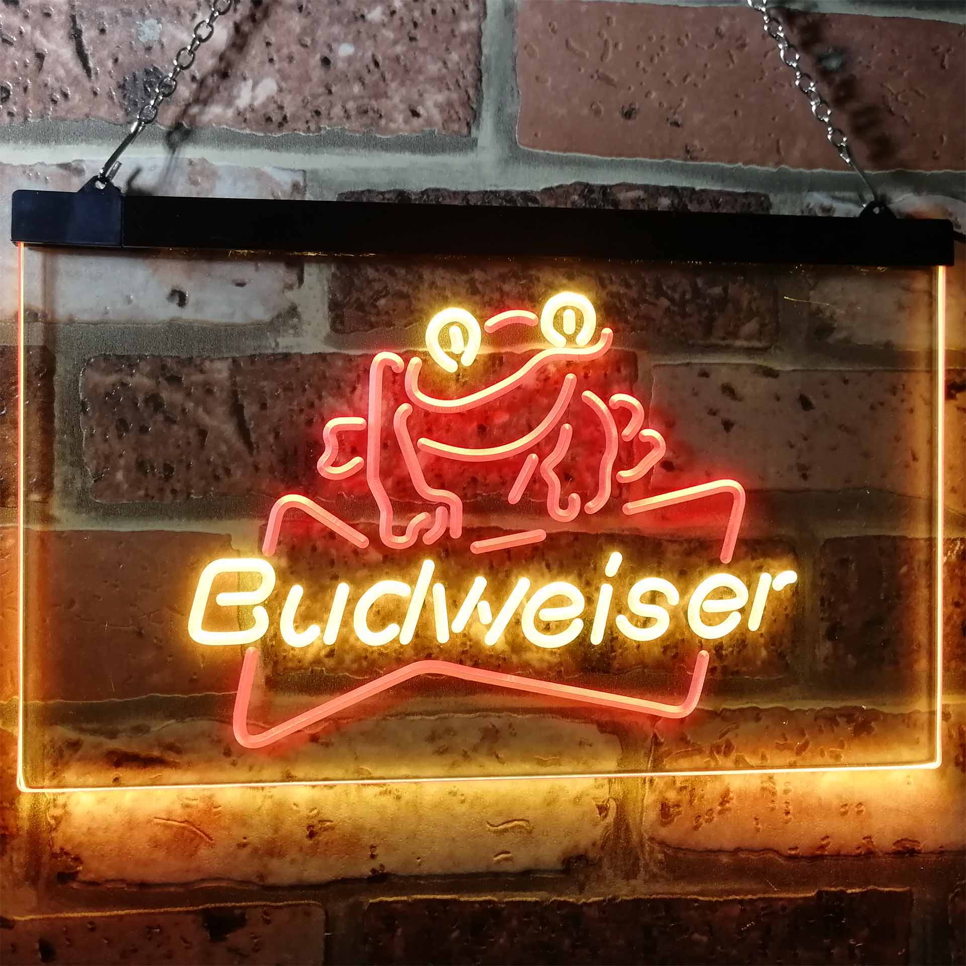 Budweiser Frog Decor Beer Bar Dual Color LED Neon Sign ProLedSign