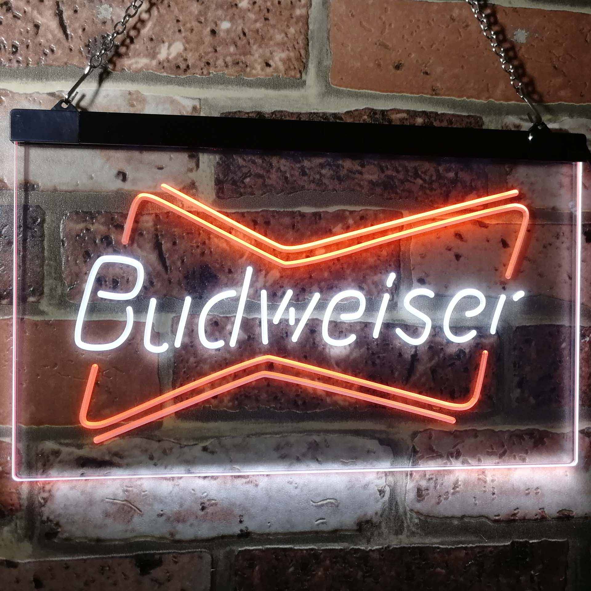 Budweiser Double Beer Bar Dual Color LED Neon Sign ProLedSign