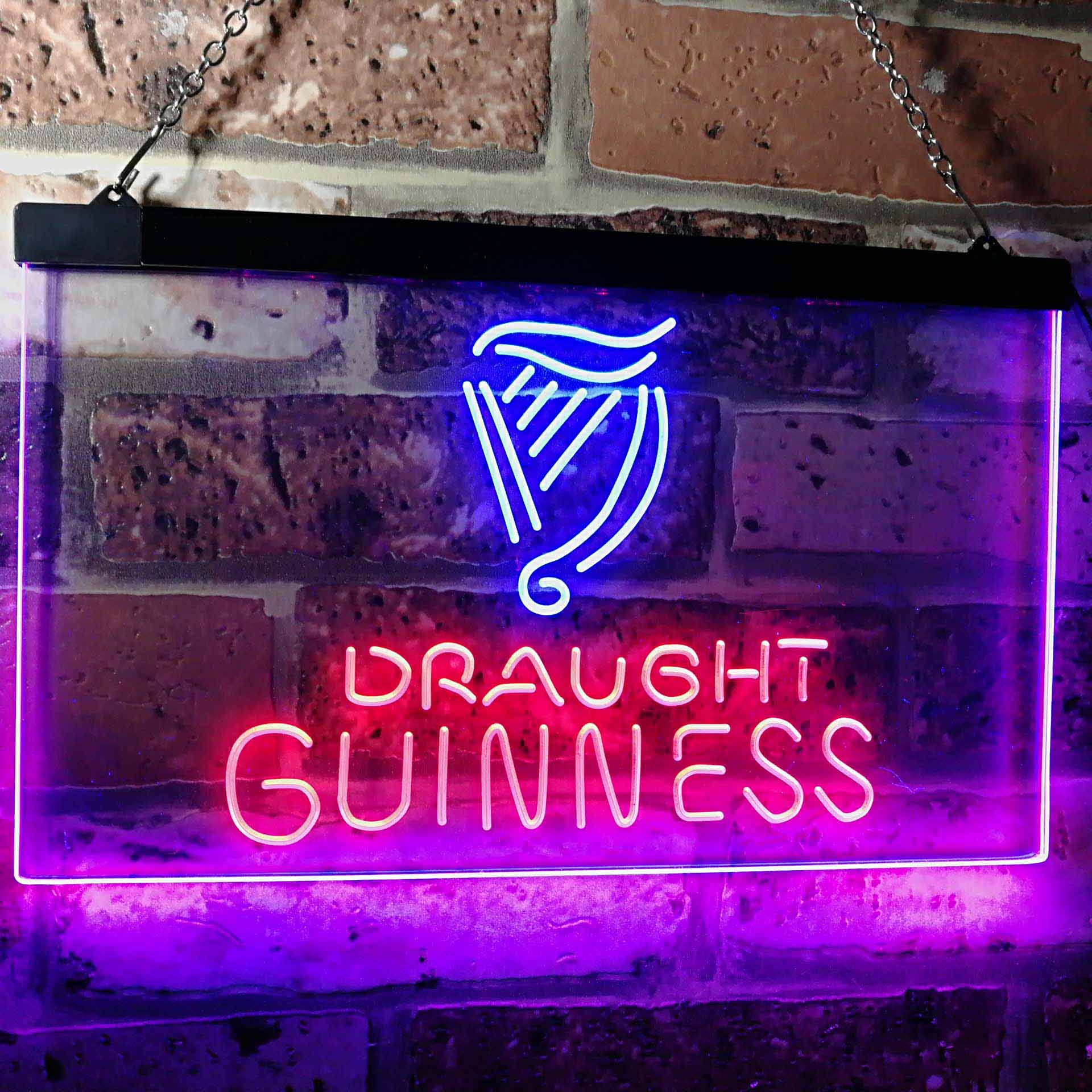 Guinness Draught on tap Beer Bar Decor Dual Color LED Neon Sign ProLedSign
