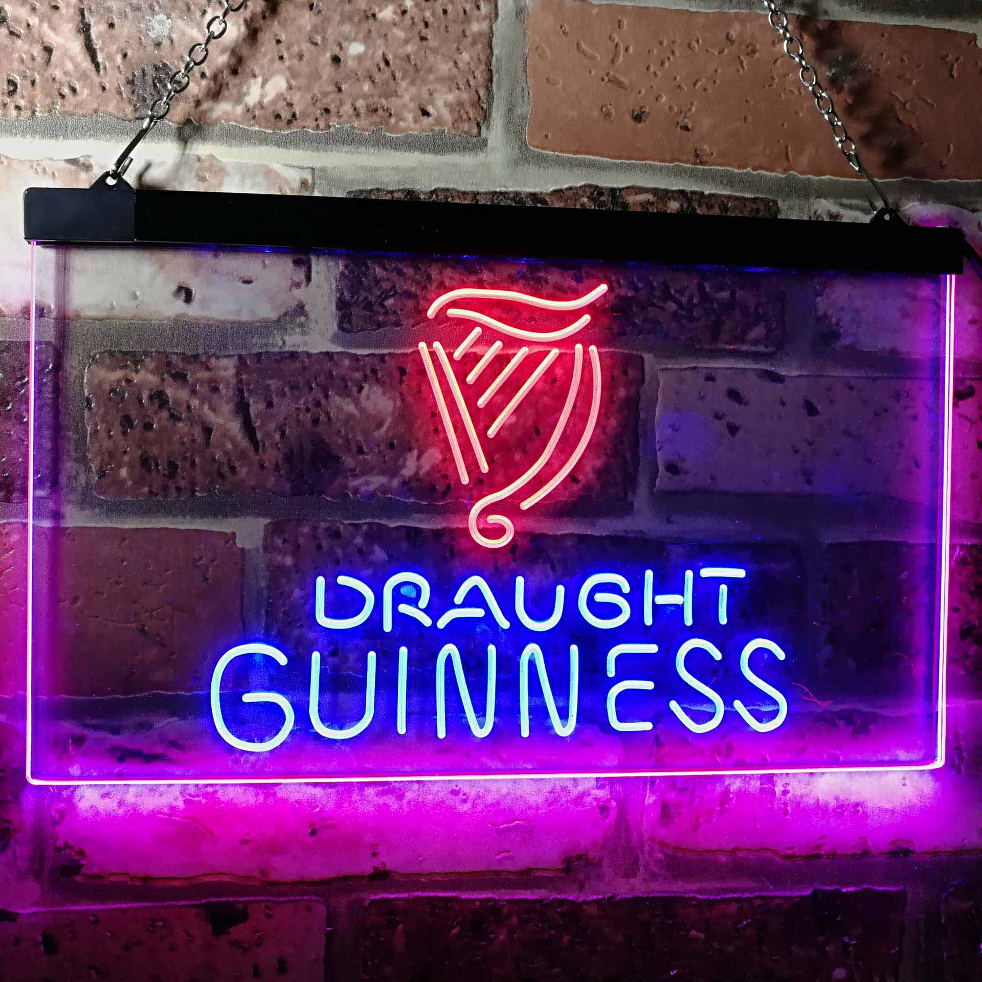 Guinness Draught on tap Beer Bar Decor Dual Color LED Neon Sign ProLedSign