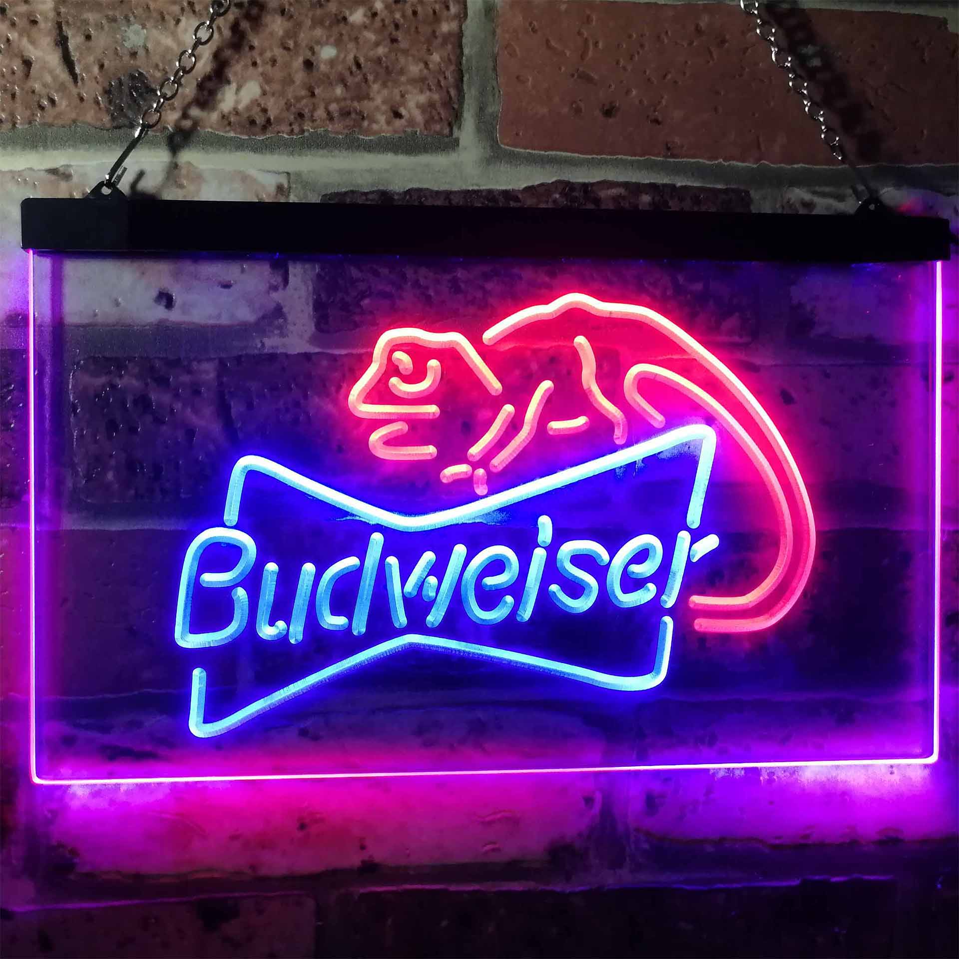 Budweiser Lizard Beer Bar Dual Color LED Neon Sign ProLedSign