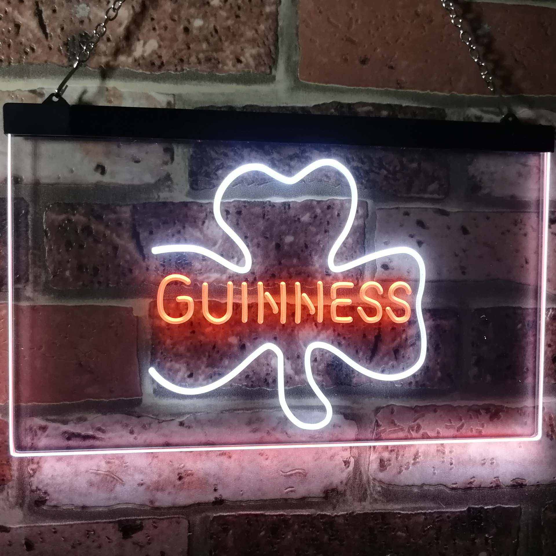 Guinness Shamrock Beer Bar Dual Color LED Neon Sign ProLedSign