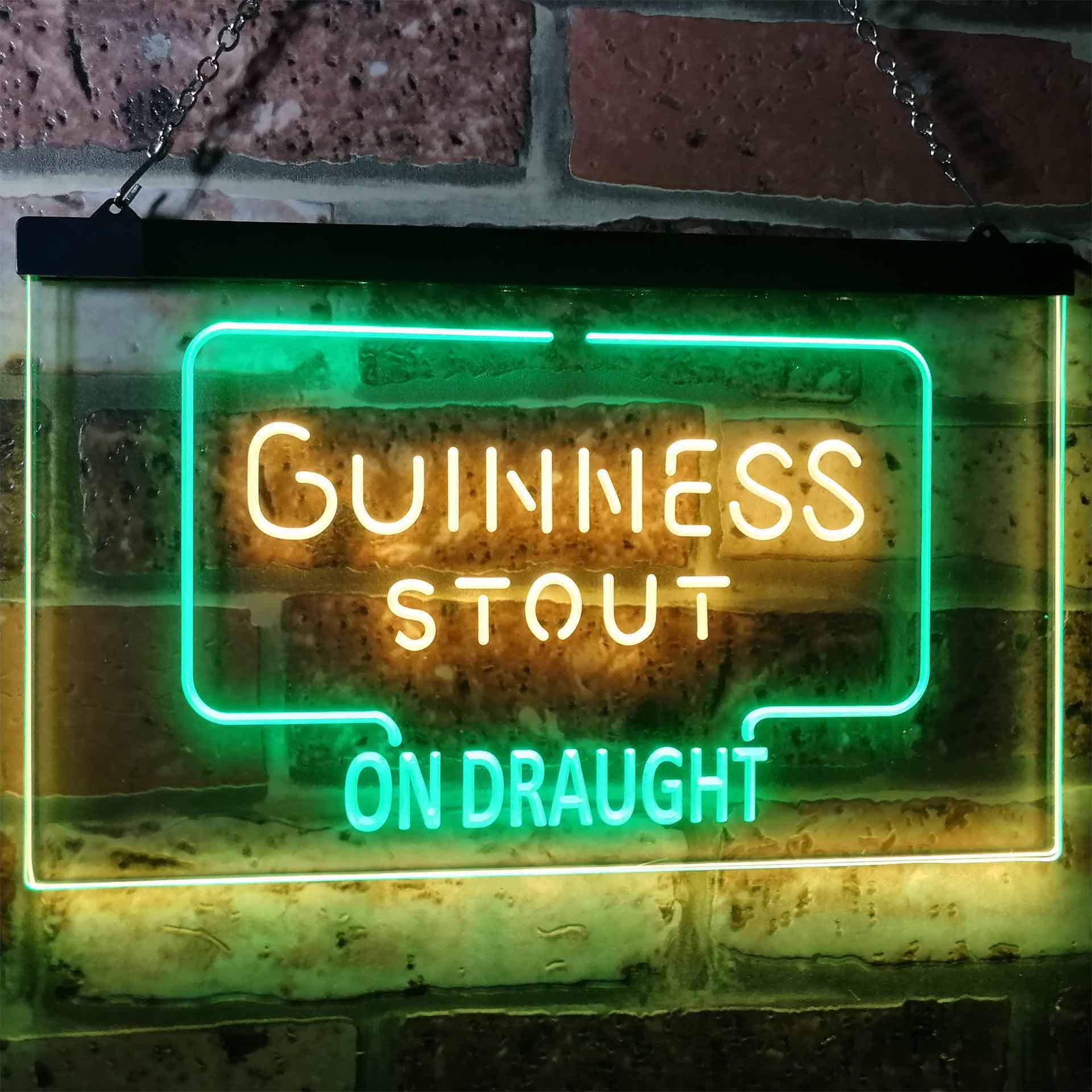 Guinness Dry Stout On Draught Beer Bar Decor Dual Color LED Neon Sign ProLedSign