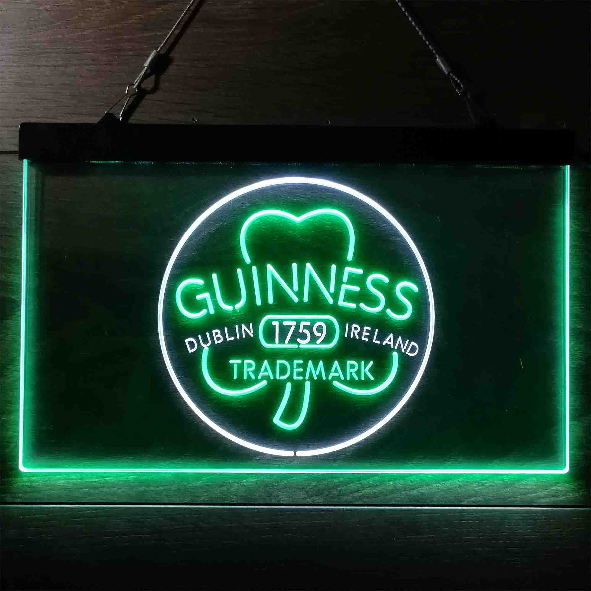 Guinness Shamrock Dublin Ireland 1759 Neon-Like LED Sign