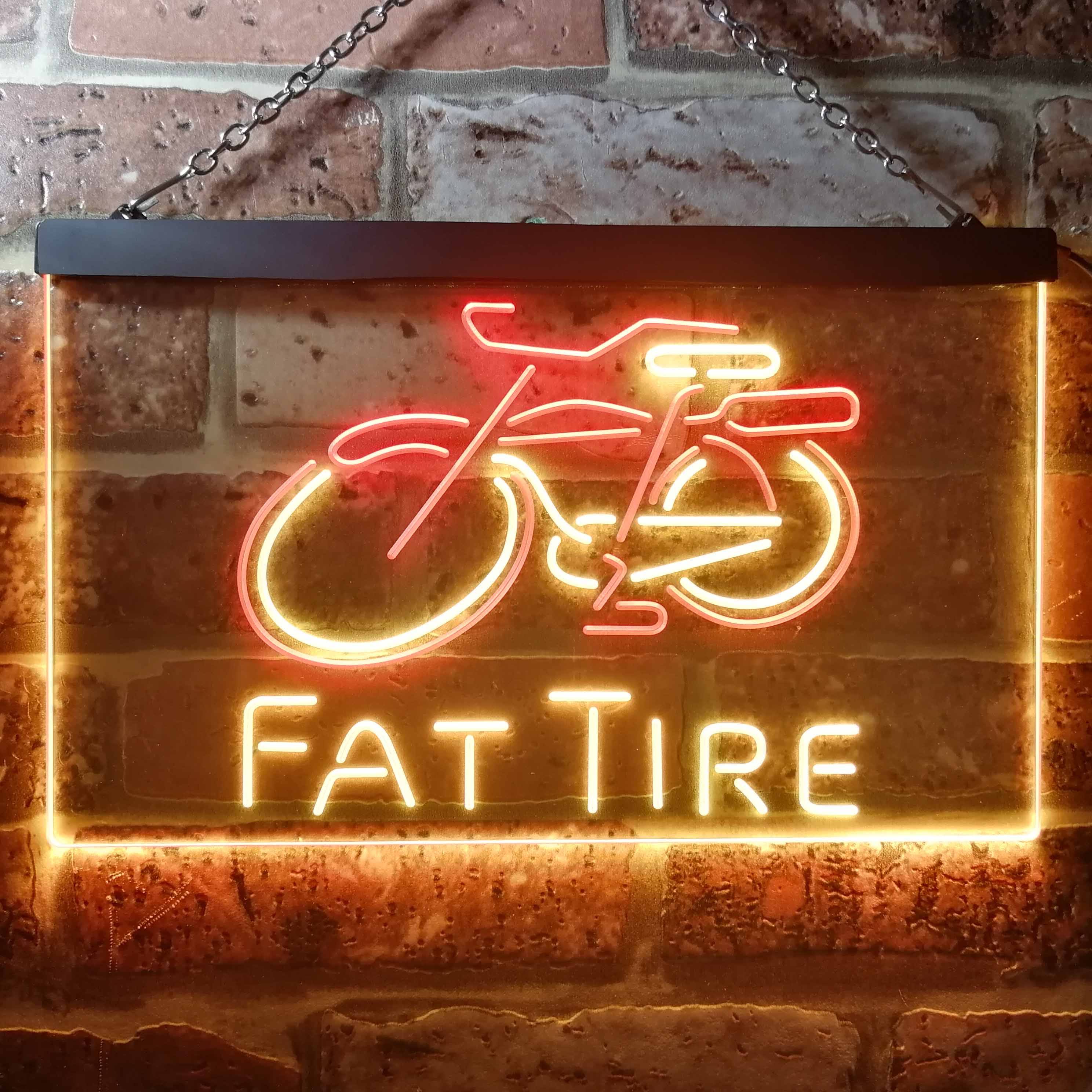 Fat Tire Beer Bar Club Man Keller Dual Color LED Neon Sign ProLedSign