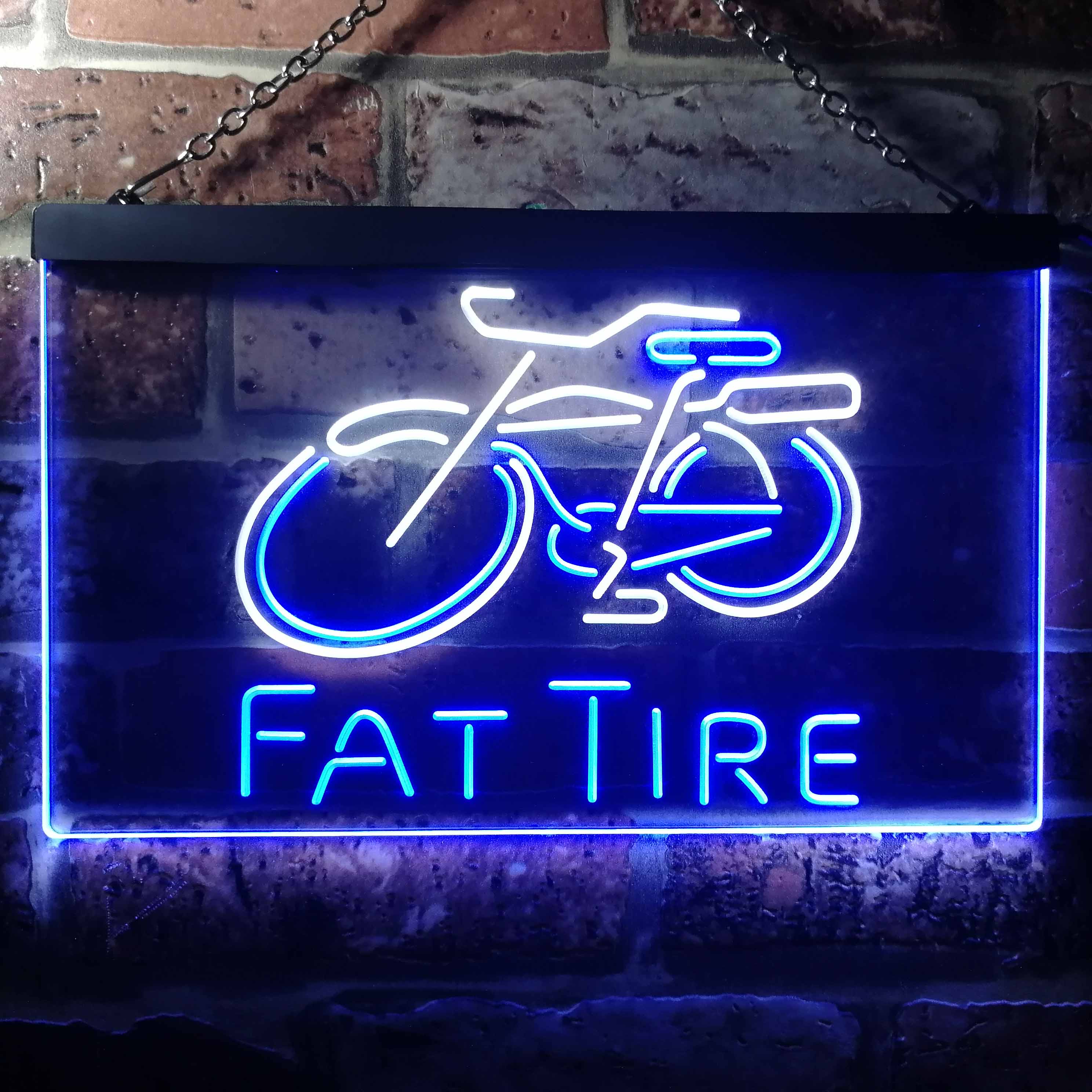 Fat Tire Beer Bar Club Man Keller Dual Color LED Neon Sign ProLedSign