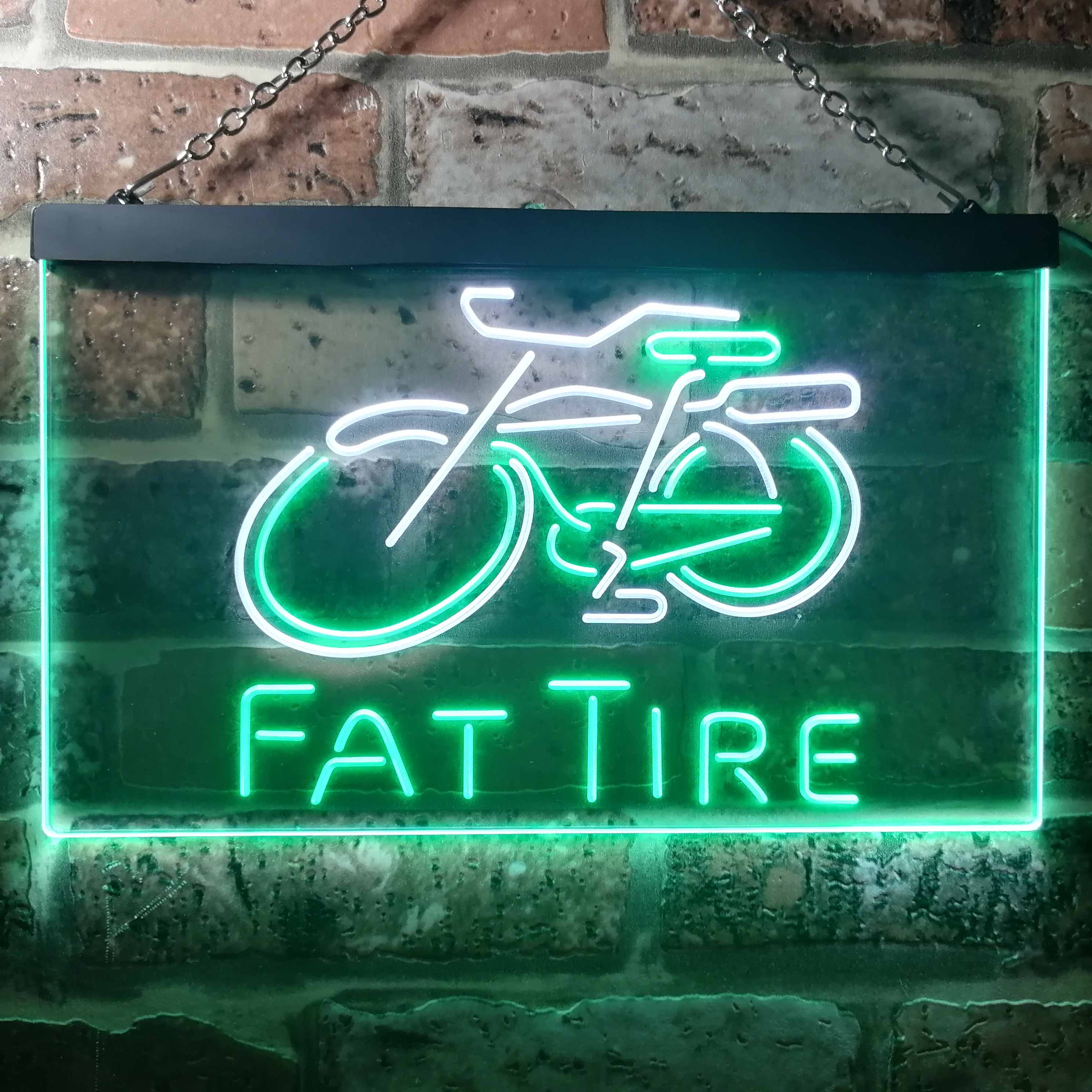 Fat Tire Beer Bar Club Man Keller Dual Color LED Neon Sign ProLedSign