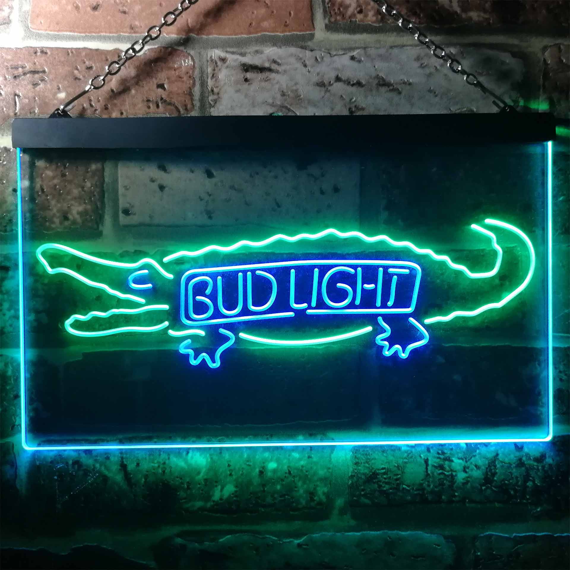 Bud Light Alligator Gator Beer Dual Color LED Neon Sign ProLedSign
