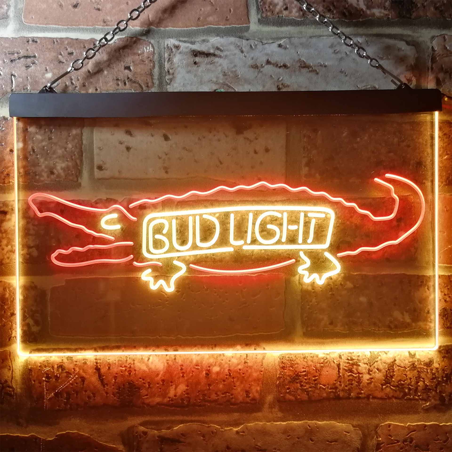 Bud Light Alligator Gator Beer Dual Color LED Neon Sign ProLedSign