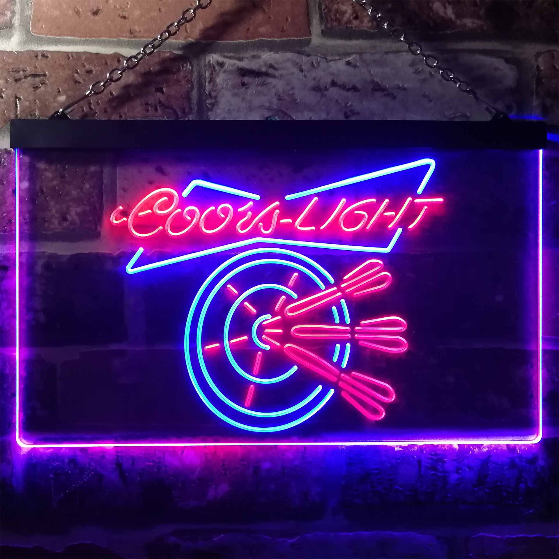 Coors Light Beer Dart Club Bar Dual Color LED Neon Sign ProLedSign